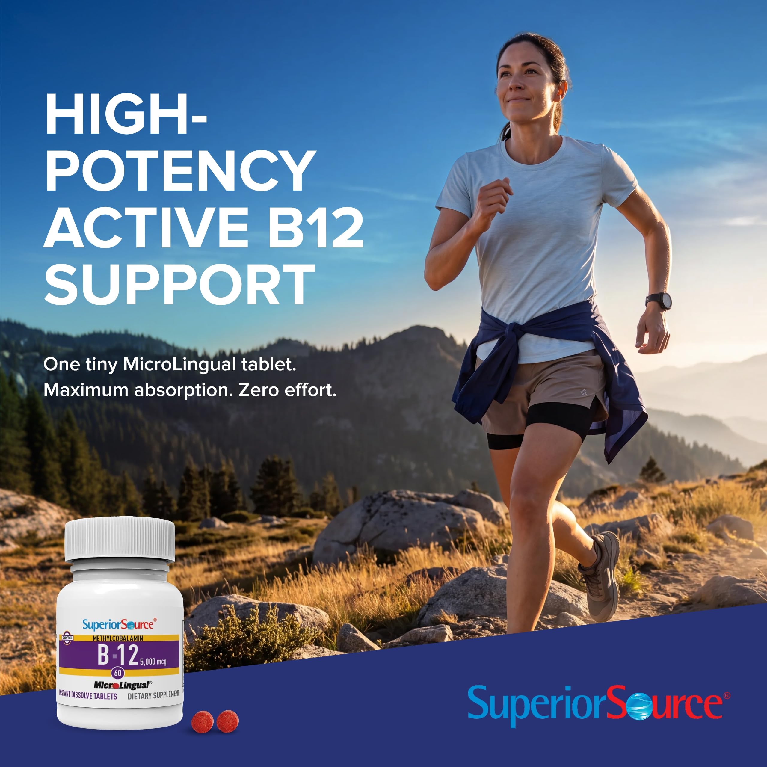 Superior Source No Shot Methylcobalamin B-12 5000 mcg 60 Sublingual Tablets — Amazon image 2