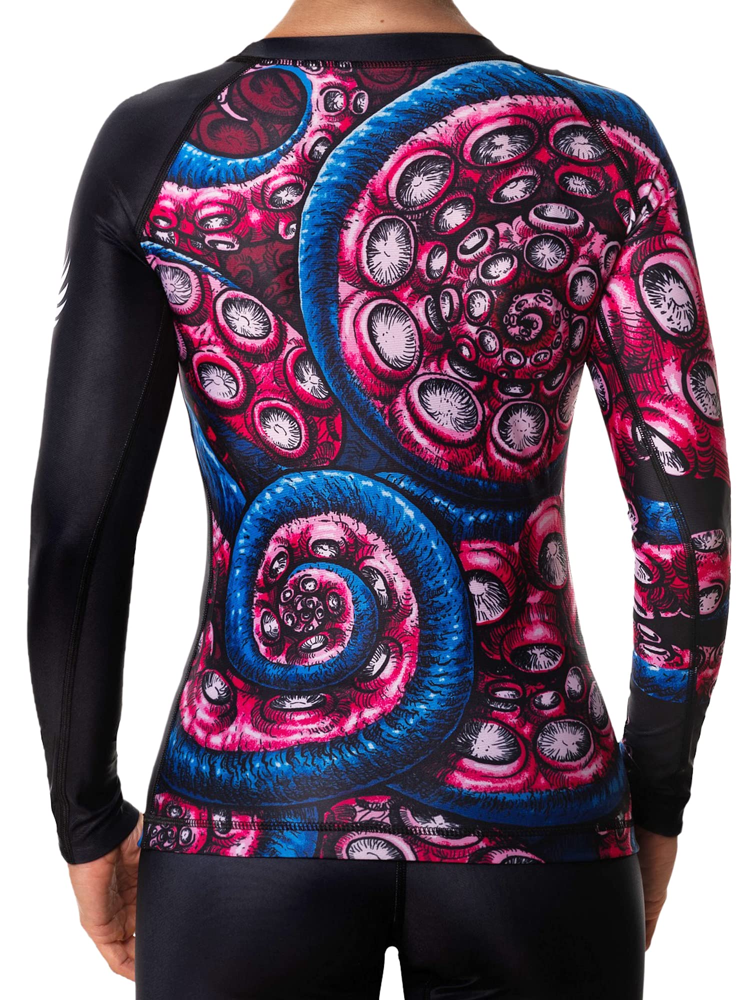 Raven Fightwear Damen Kraken Octopus BJJ Rash Guard MMA Rot/Weiß/Blau