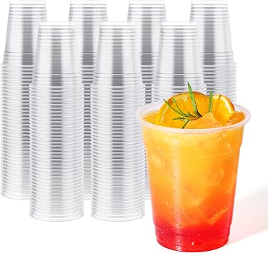 JOLLY CHEF 12 Oz Disposable Clear Plastic Cups, 390 Pack Drinking Cups