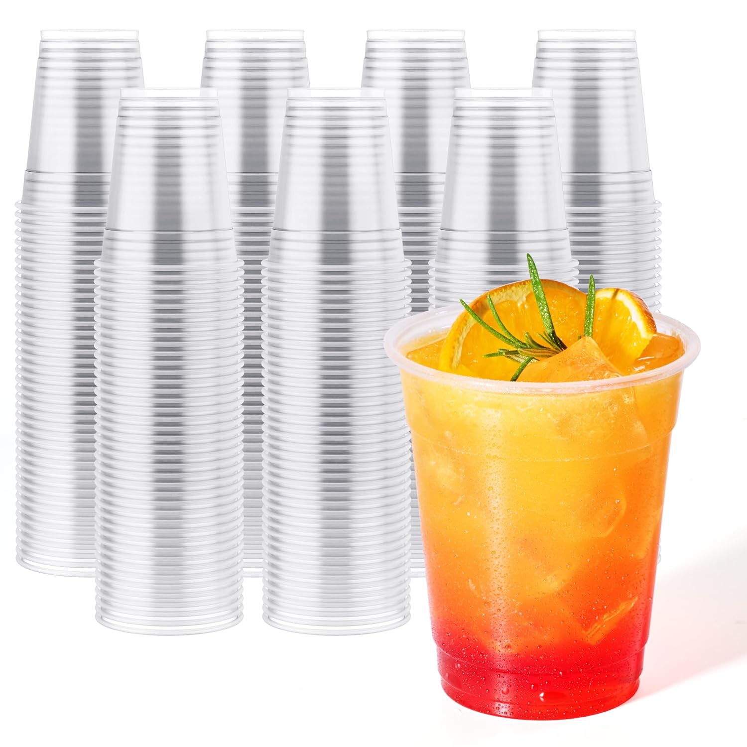 JOLLY CHEF 390 Pack 12 oz Clear Plastic Cups Disposable Cups Drinking Cups for Ice Coffee Milkshake Cold
