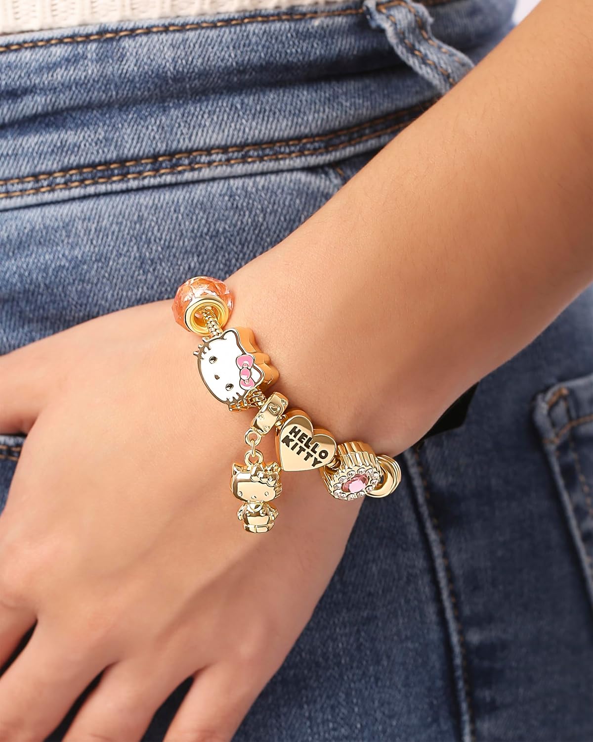 SALLY ROSE Hello Kitty Charm Bracelets for Women 7" Official License, Fashion Sanrio Bracelet with 6 Charms - Image 3