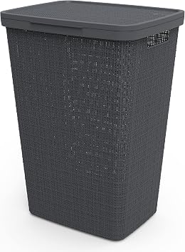 Curver Jute Woven Effect 70% Recycled Rectangular Laundry Hamper 58 Litres Grey