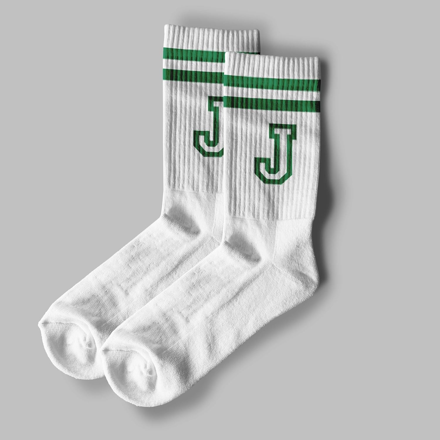 Striped Initial Socks with the Letter in Green, St. Patricks Day Socks Gifts for Family Friends, etc. - Image 3