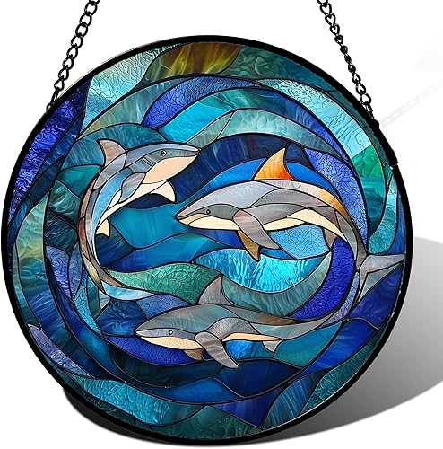 Atrapasoles para colgar vidrieras, tiburón azul, vida marina, océano, para puertas, ventana, hogar, atrapasoles, decoración del día de la madre,