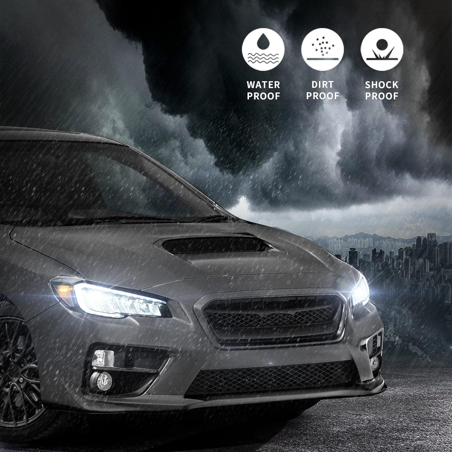 VLAND LED Reflective Bowl Headlights Compatible for [2015-2021 Subaru WRX Limited/WRX STI/Base/Premium] With Welcome Running lights, Clear Reflector, (Not Fit Factory LED Version)