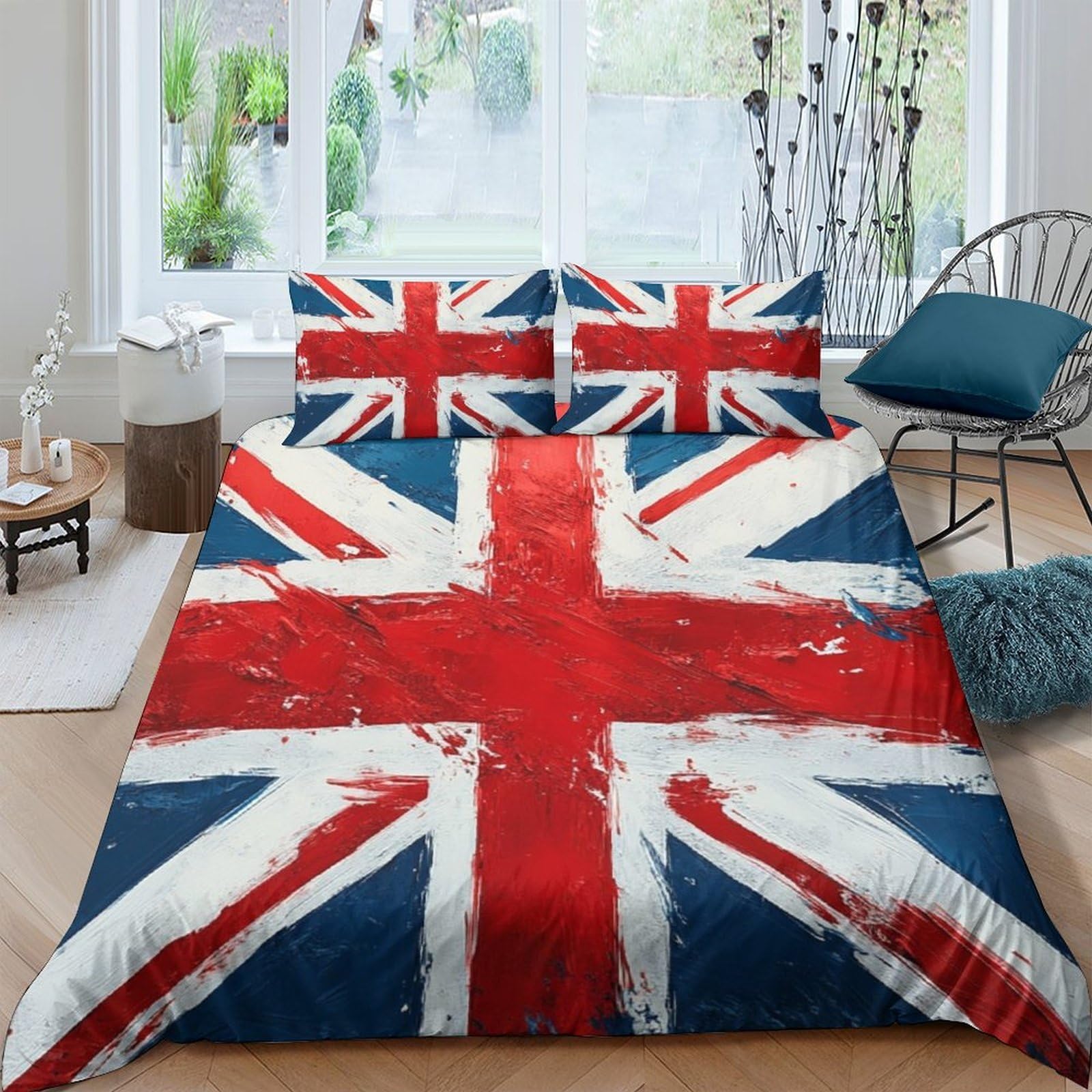 Ctjqhvkz Style-7 3D Printed Union Jack Fitted Sheet Microfiber Soft Bed Cover British Flag Bedroom Decor Dorm Mattress Protection Single（135X200cm）