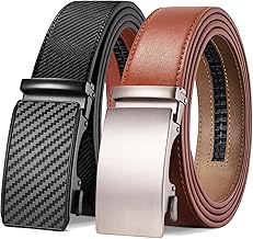 TANGCHAO Men's Belt, Leather Belt Ratchet Automatic Buckle for Men Business Suit Jeans, 35 mm Belt, Adjustable Size