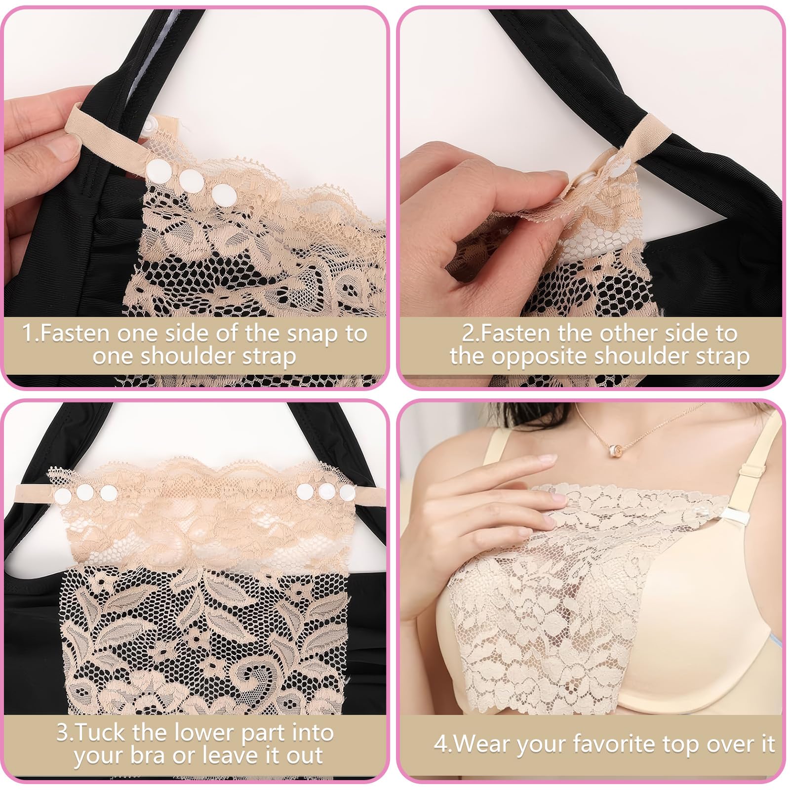 3 Pack Bandeau Top Mujer con Estampado Floral - Sujetador Sin Tirantes Antideslizante,Cubre Escote Invisible para Vestidos, Negro/Blanco/Beige,Talla Única - Ideal para Fiesta,Oficina y Bodas