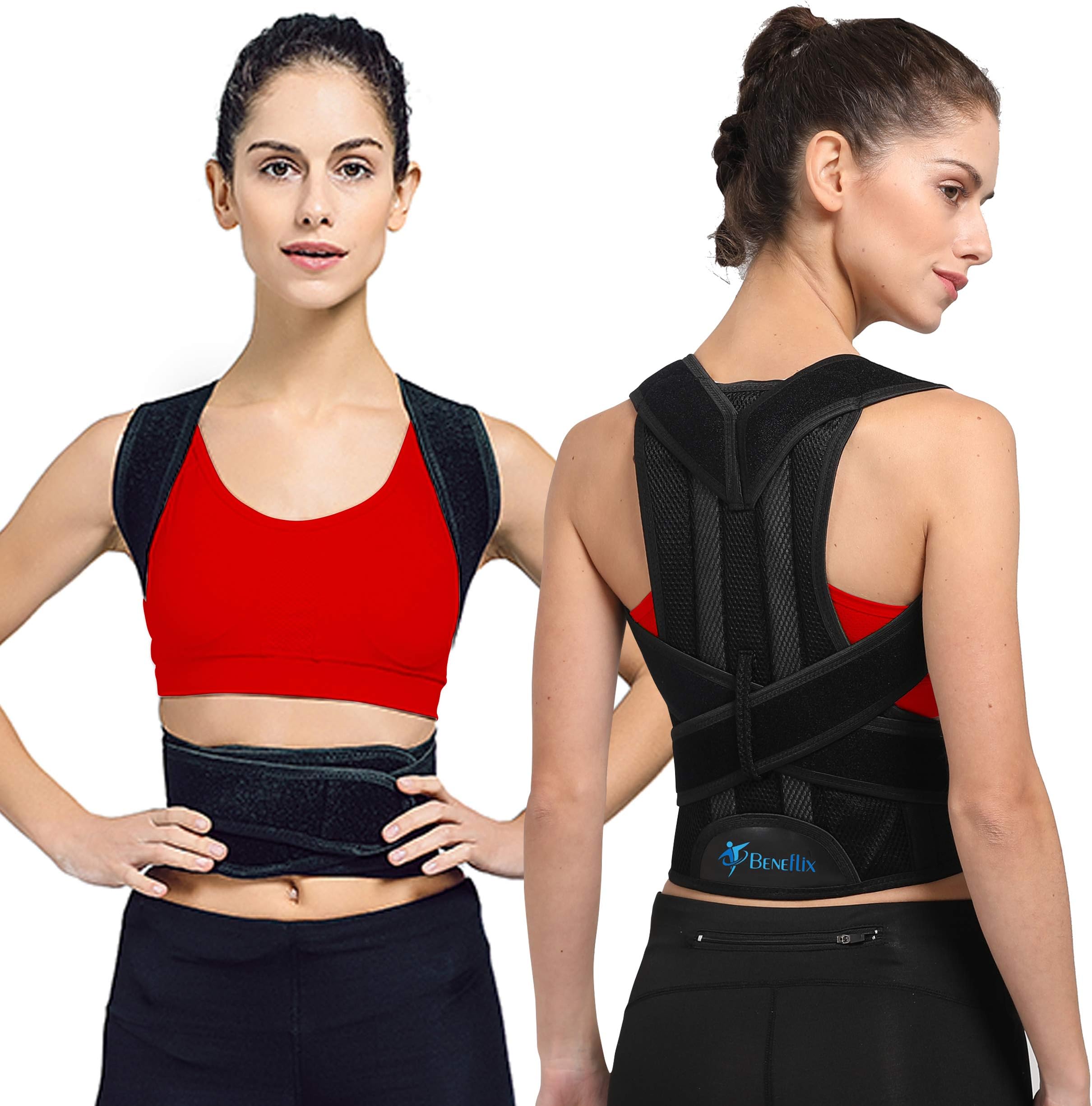 Breathable Back Support Brace - Back Support Vest for Women and Men - Straighten and Correct Posture - Upper Shoulder Corrector (Waist 31.5-35.4 in)