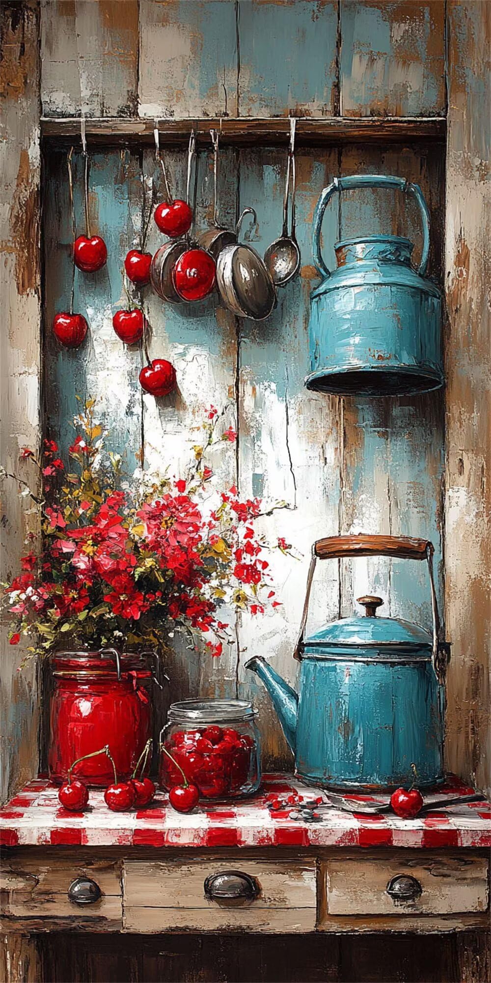 Dipingere con i Numeri, Dipingi con i Numeri per Adulti fiore teiera kit Pittura Fai-da-Te, con 3 Pennelli e Vernice Acrilica, Hobby Creativi Adulti, Decor Regalo 50x100cm (Senza Cornice) z0z-224