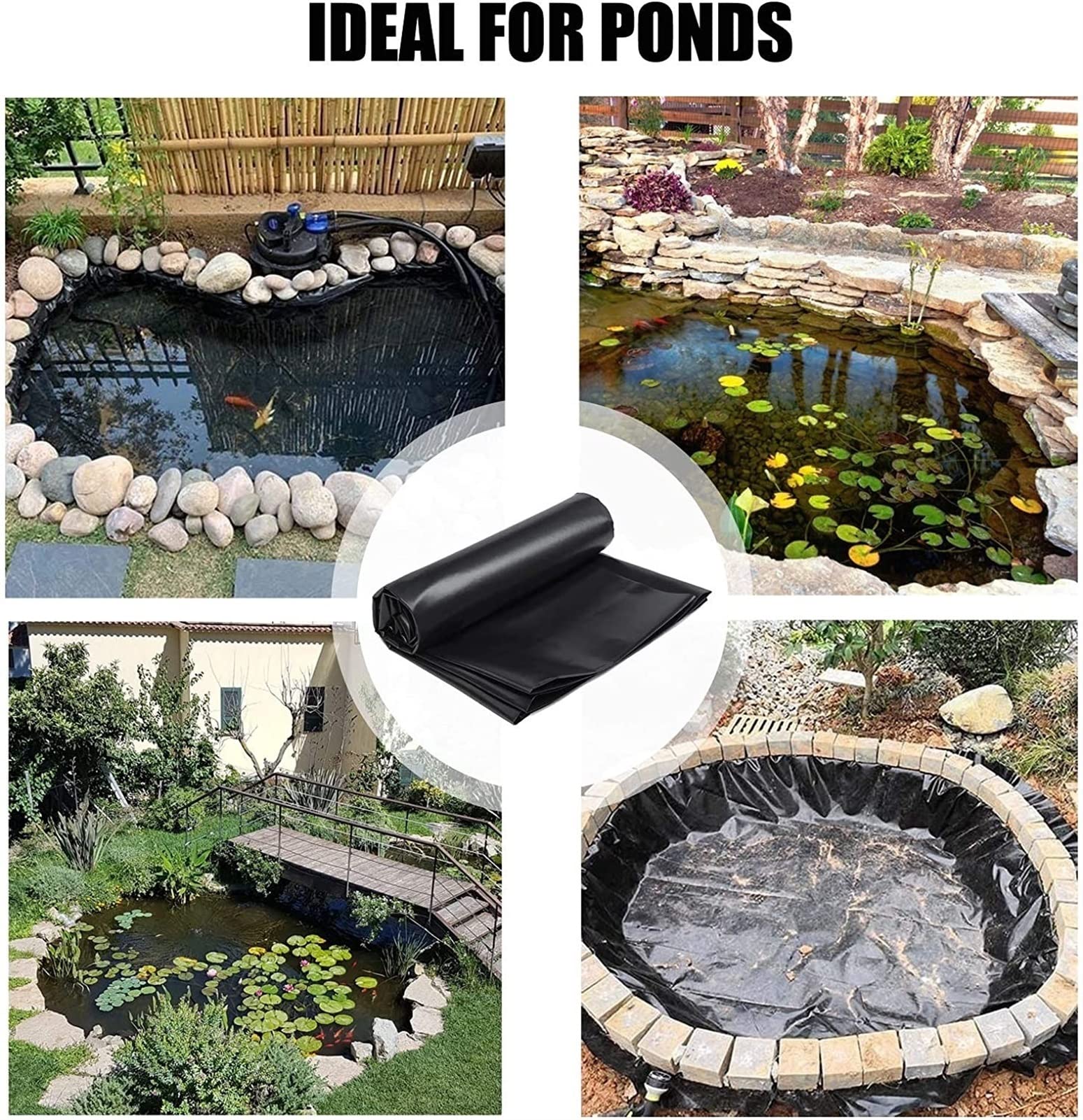 Rivestimento flessibile per stagno per giardino e stagno di pesci, membrana resistente in HDPE