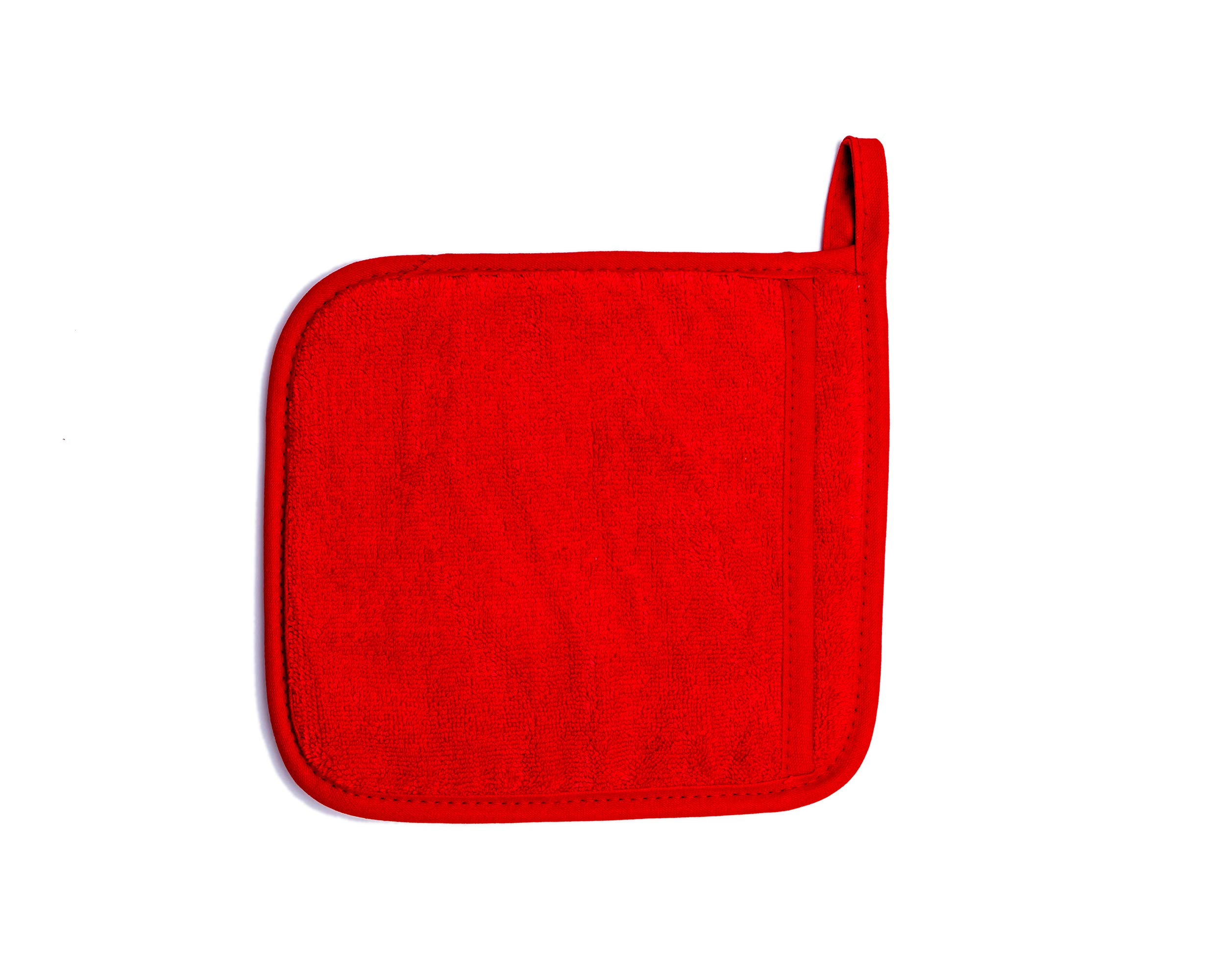 Cotton Pot Holders with Pockets, Potholers with Great Heat Resistance, Hot Pads, Trivets for Kitchen Cooking and Baking Set of 2 Red