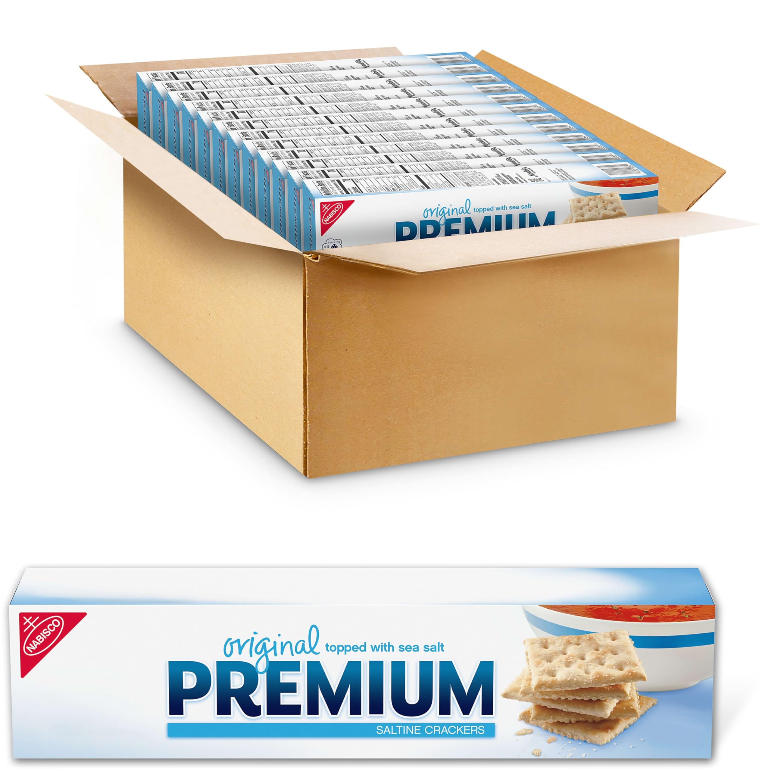 Premium Original Saltine Crackers, Lunch Snacks, Bulk Snacks, 12 - 4 oz Boxes
