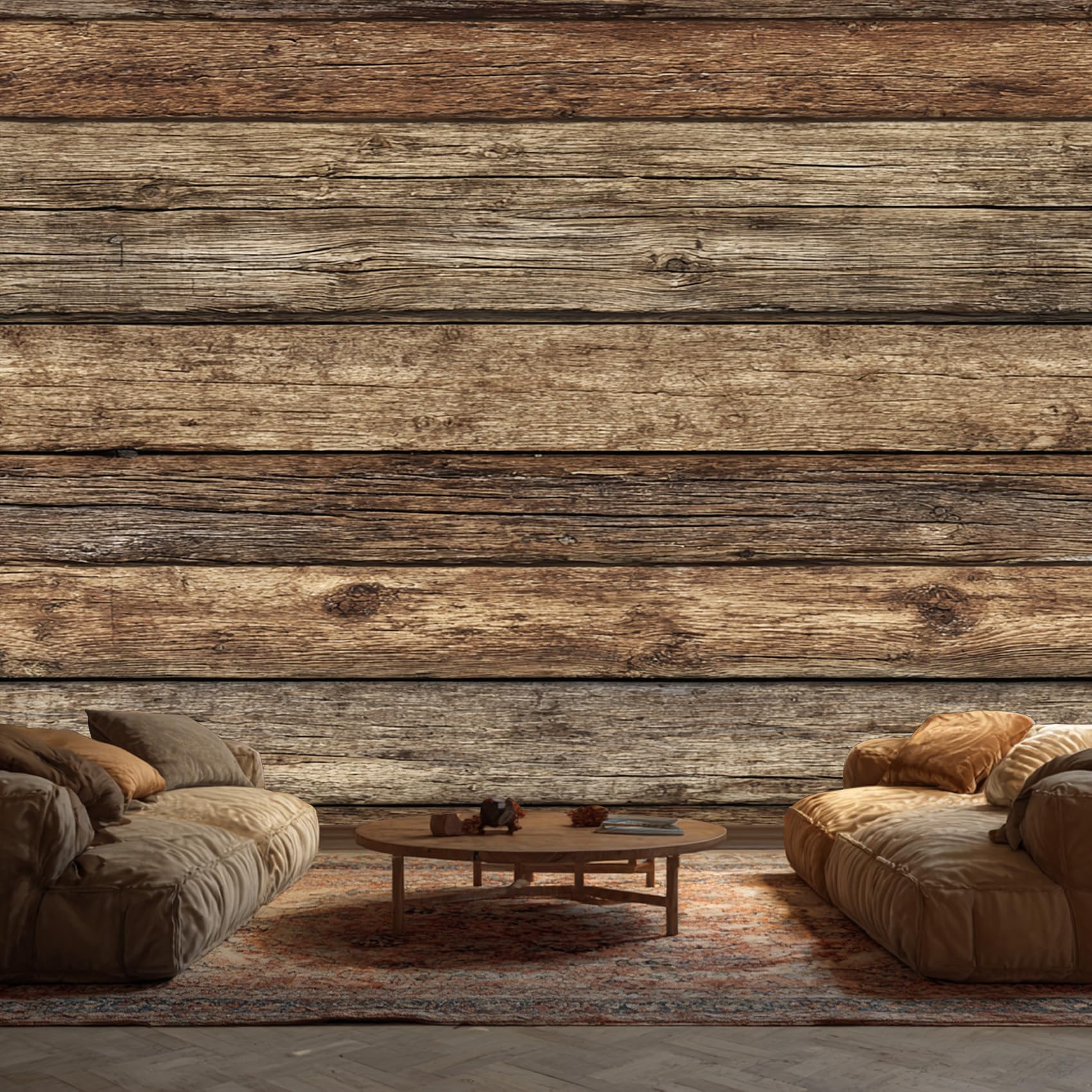 Wood Effect Wallpaper, Rustic Striped Wallpaper Murals, Wood Effect Room Decor Wall Art for Bedroom Kitchen Living Room 500L x 280W cm, SH0220