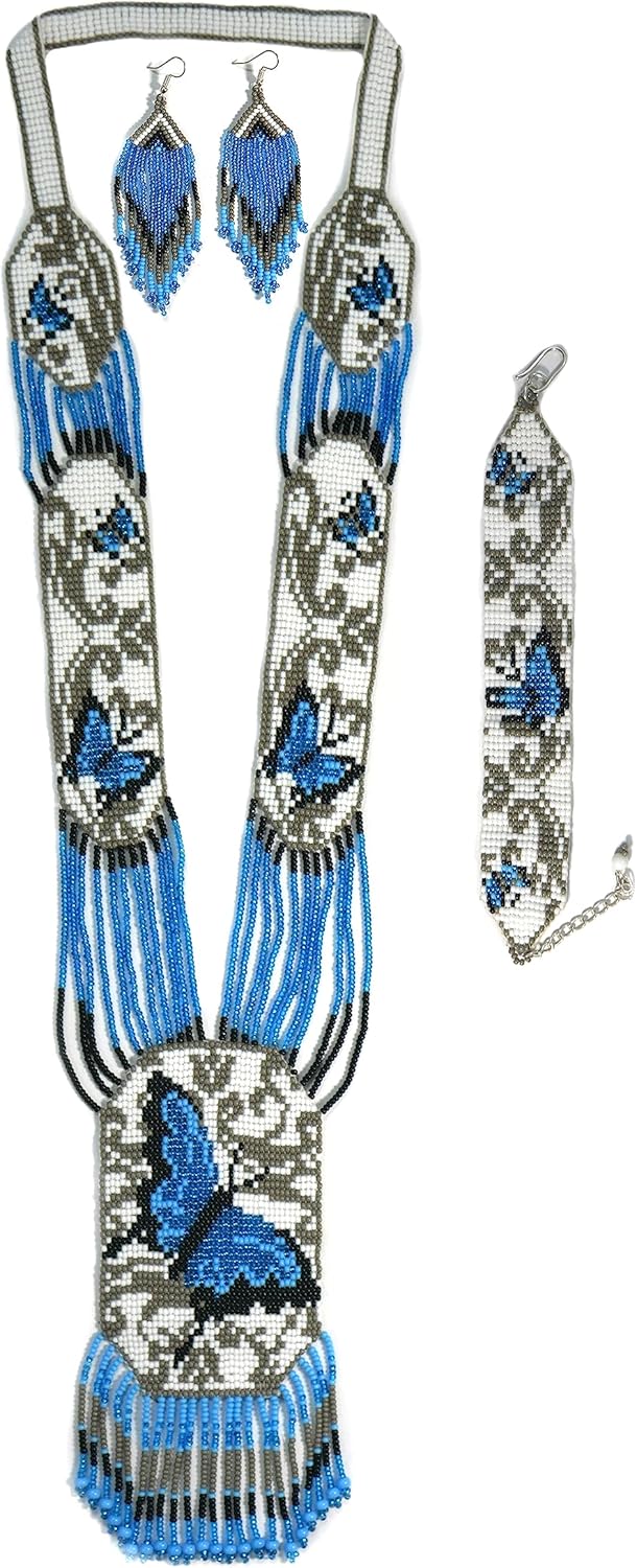 Handmade beaded Native native american style glass seed bead Necklace Collar de cuentas nativas al estilo mexicano de los artesanos regalos para mujeres