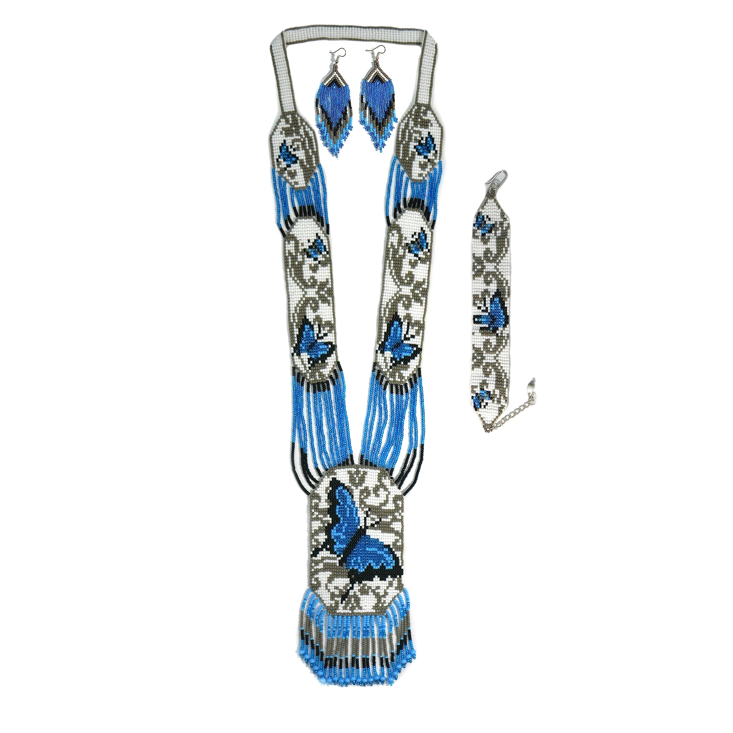 buybeaded Handmade beaded Native native american style glass seed bead Necklace Collar de cuentas nativas al estilo mexicano de los artesanos regalos para mujeres