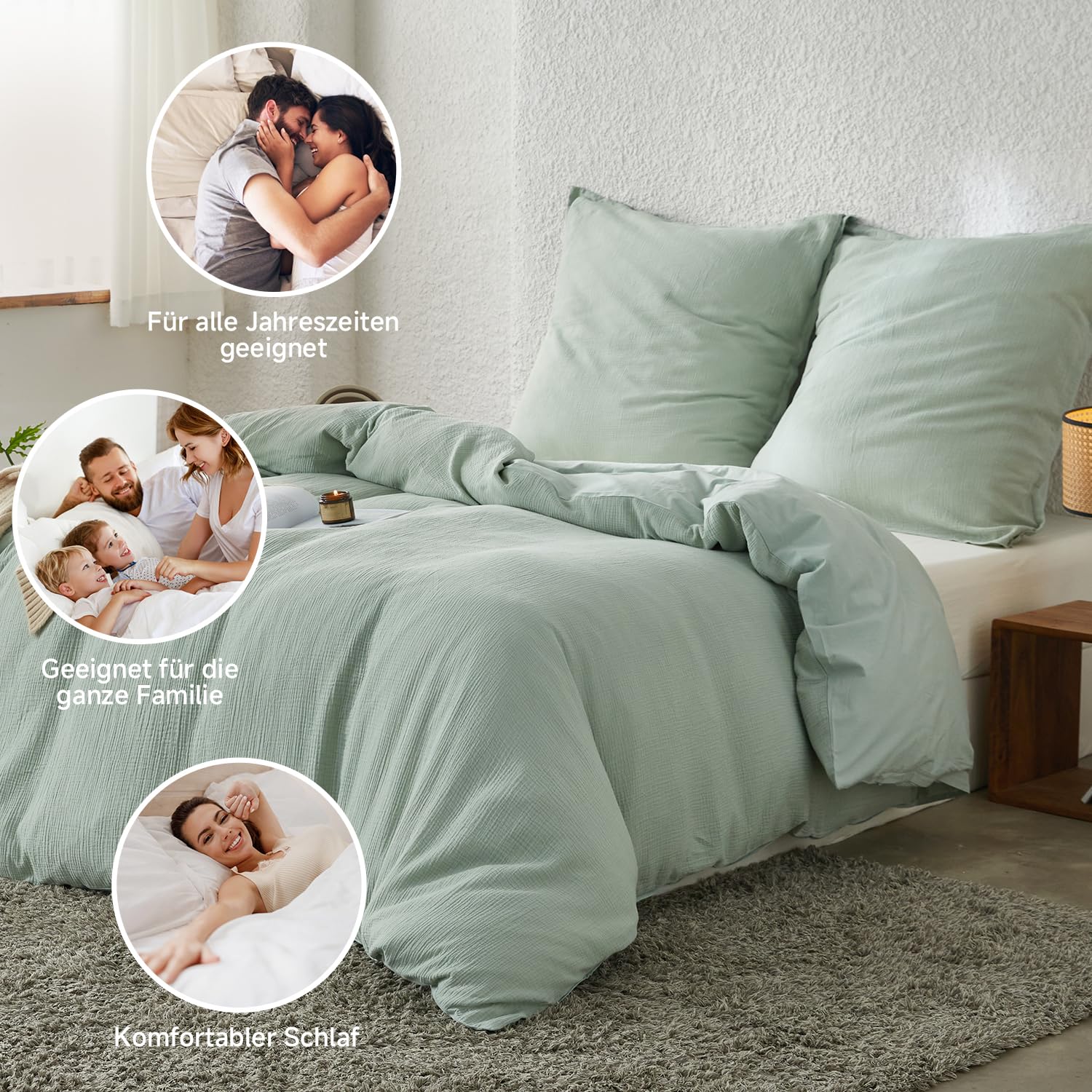 EMME Musselin Beddengoed, 100% katoen, 220 x 240 cm, dubbel zomerbeddengoed sets met ritssluiting, 1-delige set dekbedovertrek met 2 kussenslopen van 80 x 80 cm, mousseline sprei, ÖKO-TEX, lichtgrijs EMME Musselin Beddengoed, 100% katoen, 220 x 240 cm, dubbel zomerbeddengoed sets met ritssluiting, 1-delige set dekbedovertrek met 2 kussenslopen van 80 x 80 cm, mousseline sprei, ÖKO-TEX, lichtgrijs