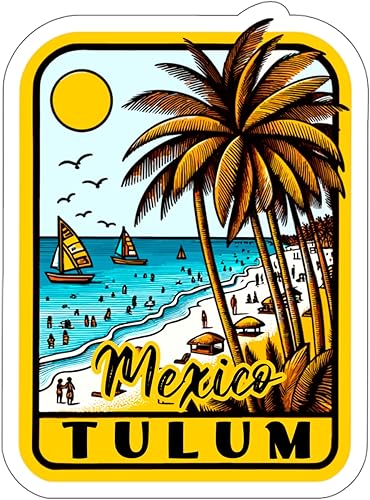 Tulum Mexico - Calcomanías de vinilo y calcomanías impermeables  Calcomanías estéticas para portátiles, botellas de agua, teléfonos y más