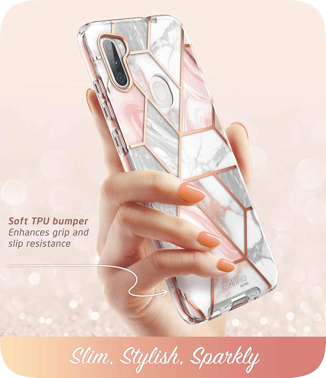 i-Blason Cosmo Series for Samsung Galaxy A11 Case (2020 Release), Slim Full-Body Stylish Protective Case with Built-in Screen Protector (Marble)