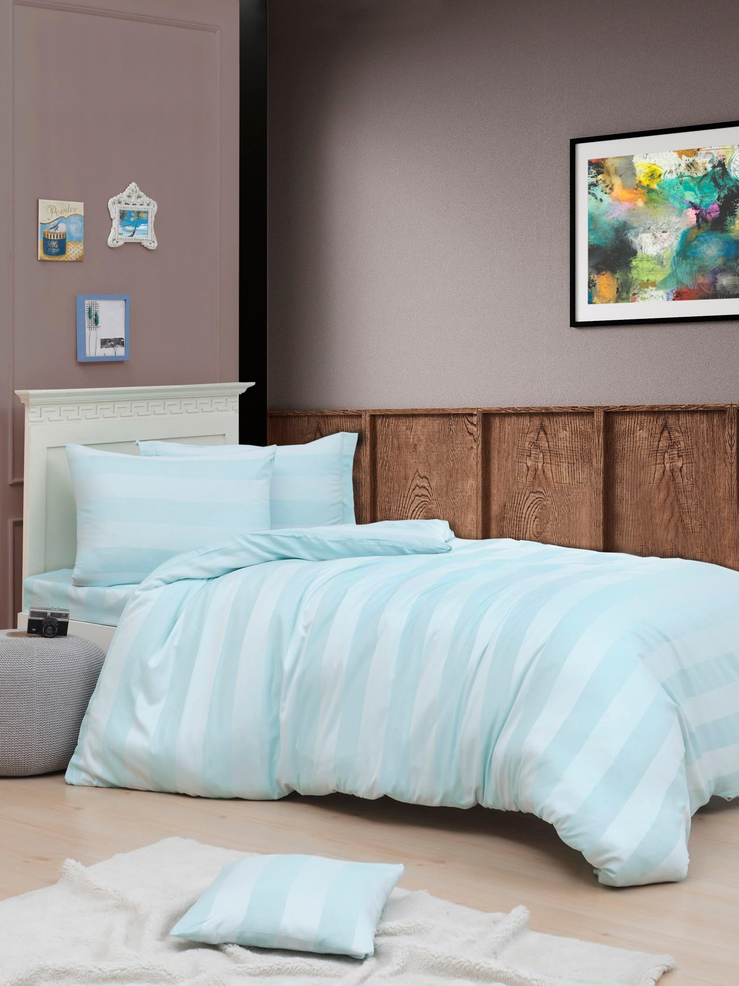 Nuit Des Rêves Mint XL Quilt Cover Set (155 x 200 cm), 70% Cotton/30% Polyester, Includes 1 Pillowcase (80 x 80 cm), Machine Washable, Elegant Button Closure