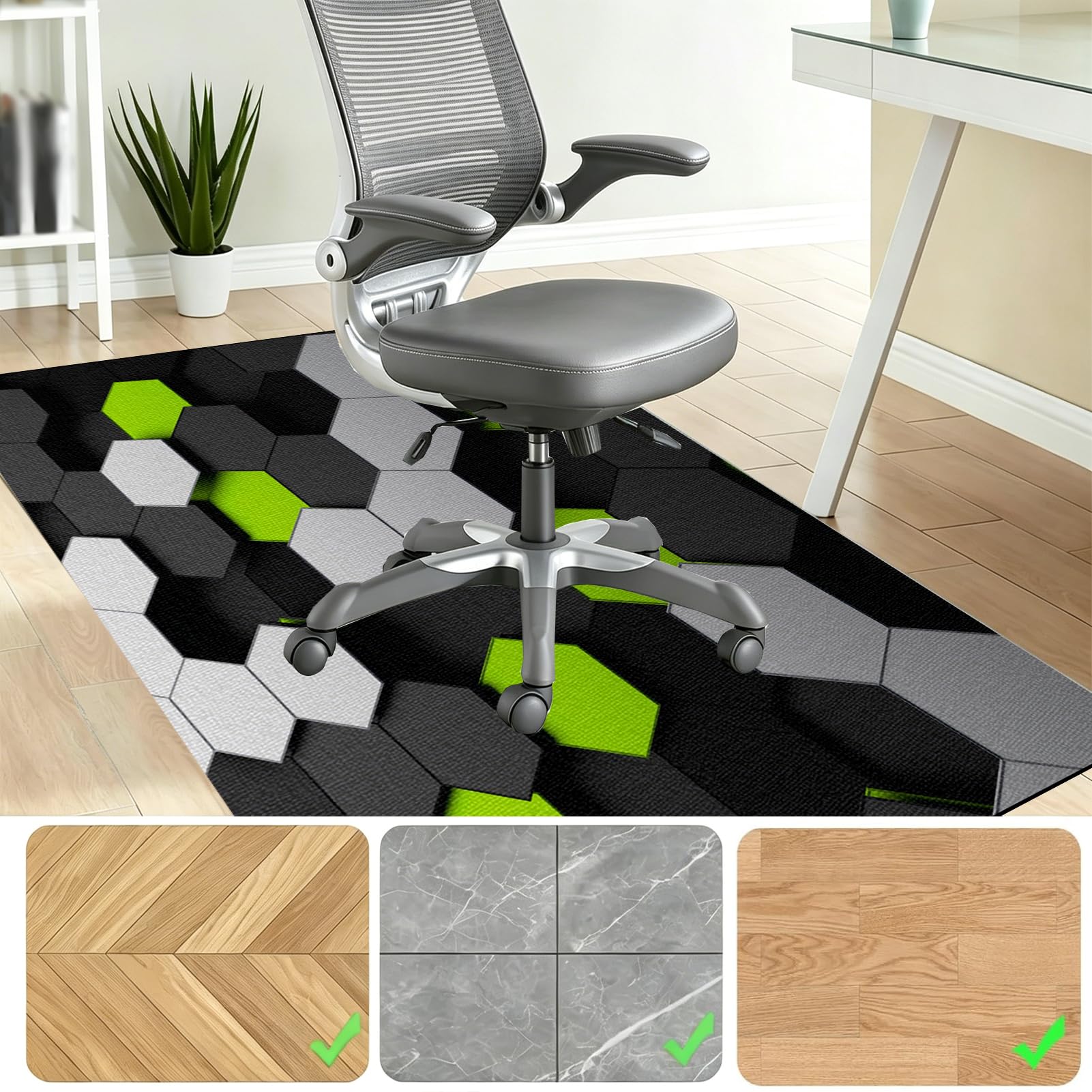 Protector Suelo Silla Ruedas, Gaming Lavable para Silla de Oficina Baldosas Suelos Duros Antideslizante Alfombra Silla Escritorio Alfombra Silla 90 x 120 cm