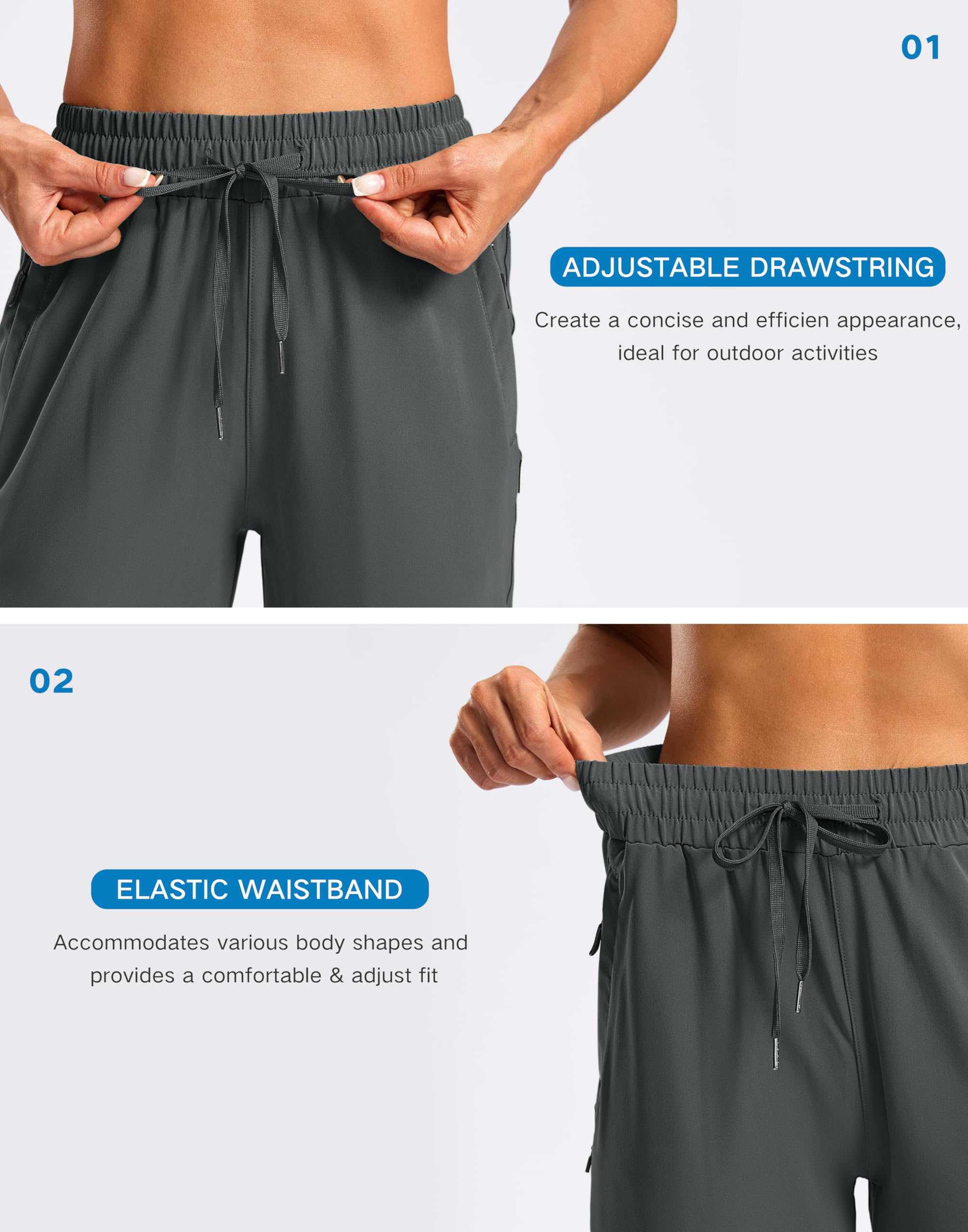SANTINY Short long de 38,1 cm pour femme avec poches sous le genou, longueur genou, bermuda cargo léger à séchage rapide