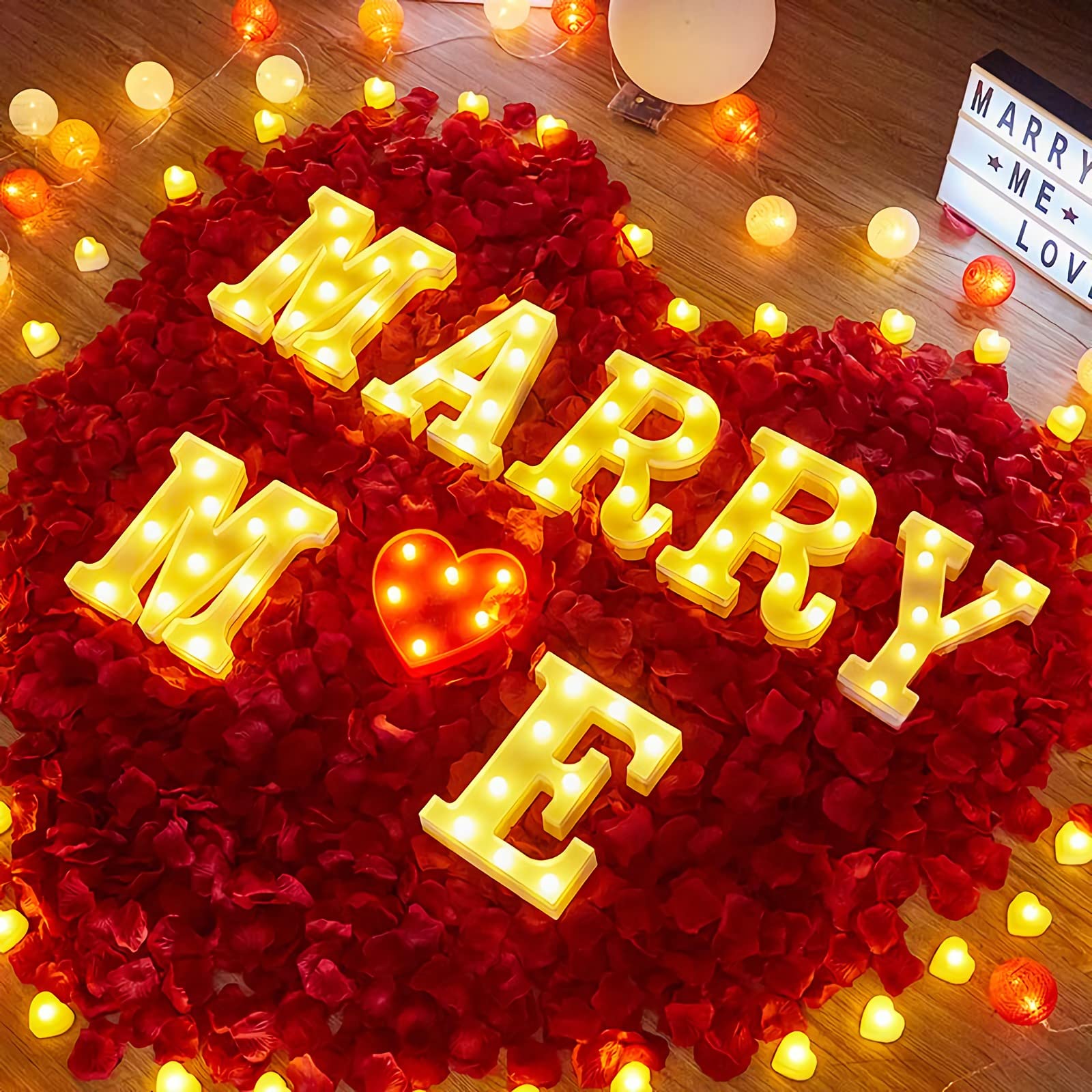 Photo 1 of Brightdeco Light Up Marry Me Sign LED Marquee Letter Wedding Sign Night Lamp Valentine Gift