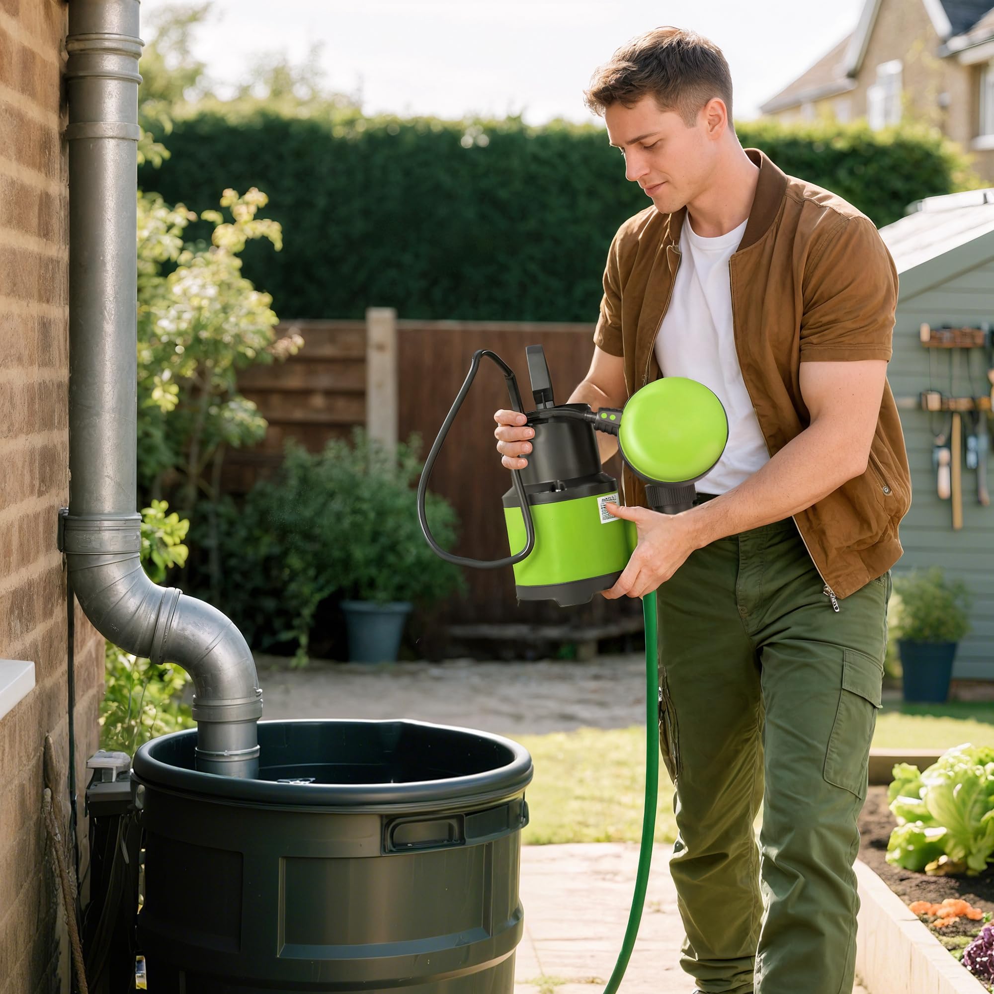 Outsunny Pompe d'Évacuation Eaux Chargées/Propres 9000L/H 400W 7m Max. Vert | Pour Eaux Sales, Particules Jusqu'à 15 mm, Pompe de Relevage Eaux Chargées, Interrupteur à Flotteur