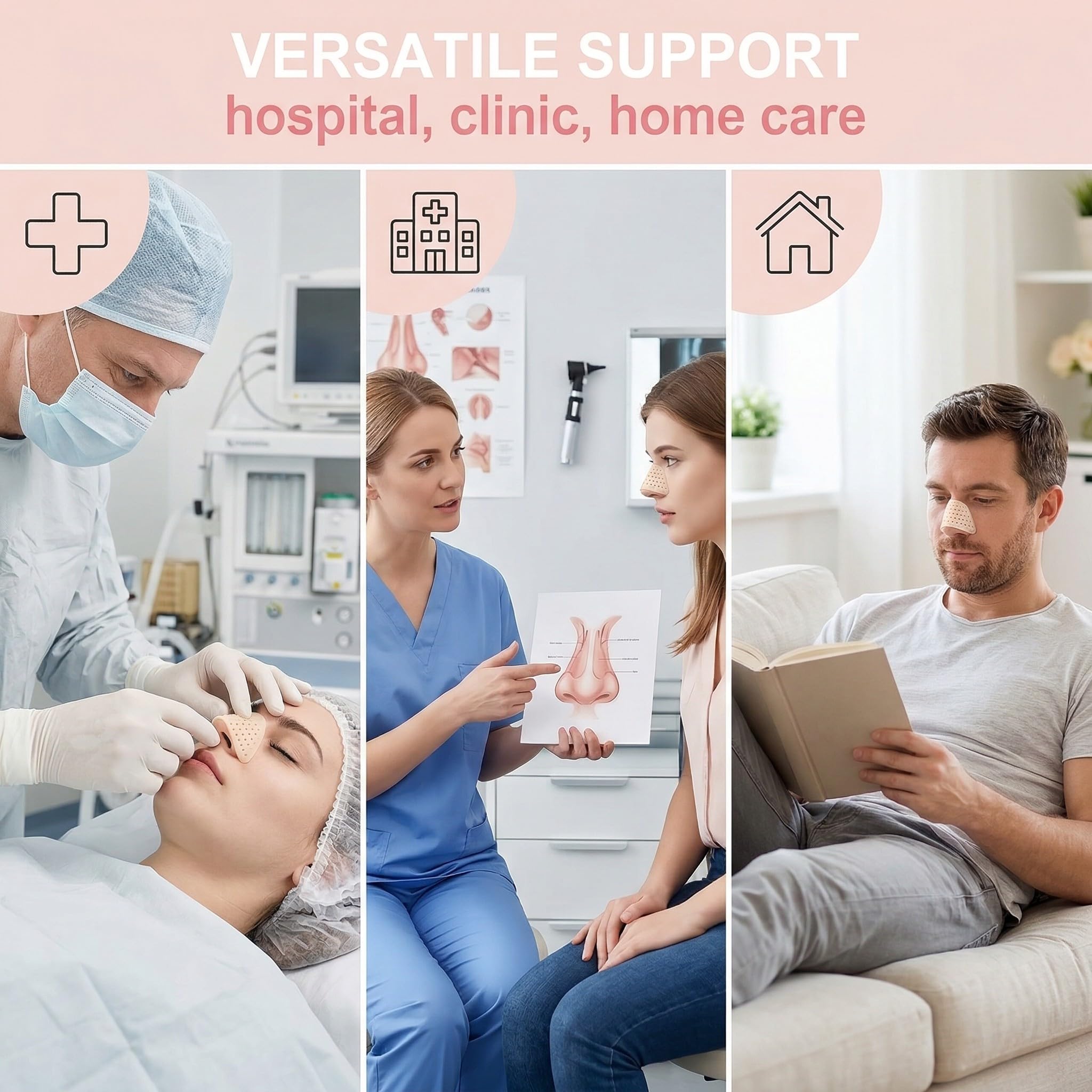 Pack de 2 Férulas Nasales Termoplásticas para Rinoplastia, Férula de Inmovilización Nasal Trapezoide Moldeable, Soporte de Nariz para Recuperación de Fracturas y Cirugía Estética, Color Piel — view 5