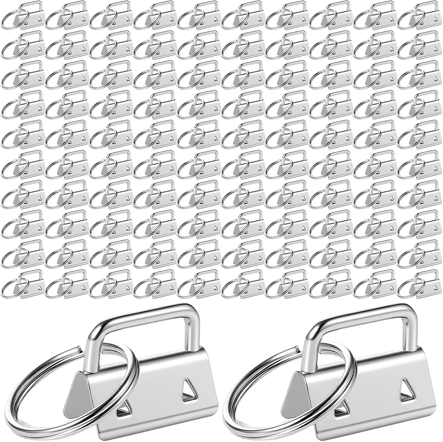 Kifmurase 100 Pcs 1 Inch Key Fob Hardware, 4 Colors Keychain Hardware Set with Split Ring for Wristlet, Key Lanyard Keychain Making Kit Crafts DIY Supplies for Bags Lanyard Wrist Strap Gifts