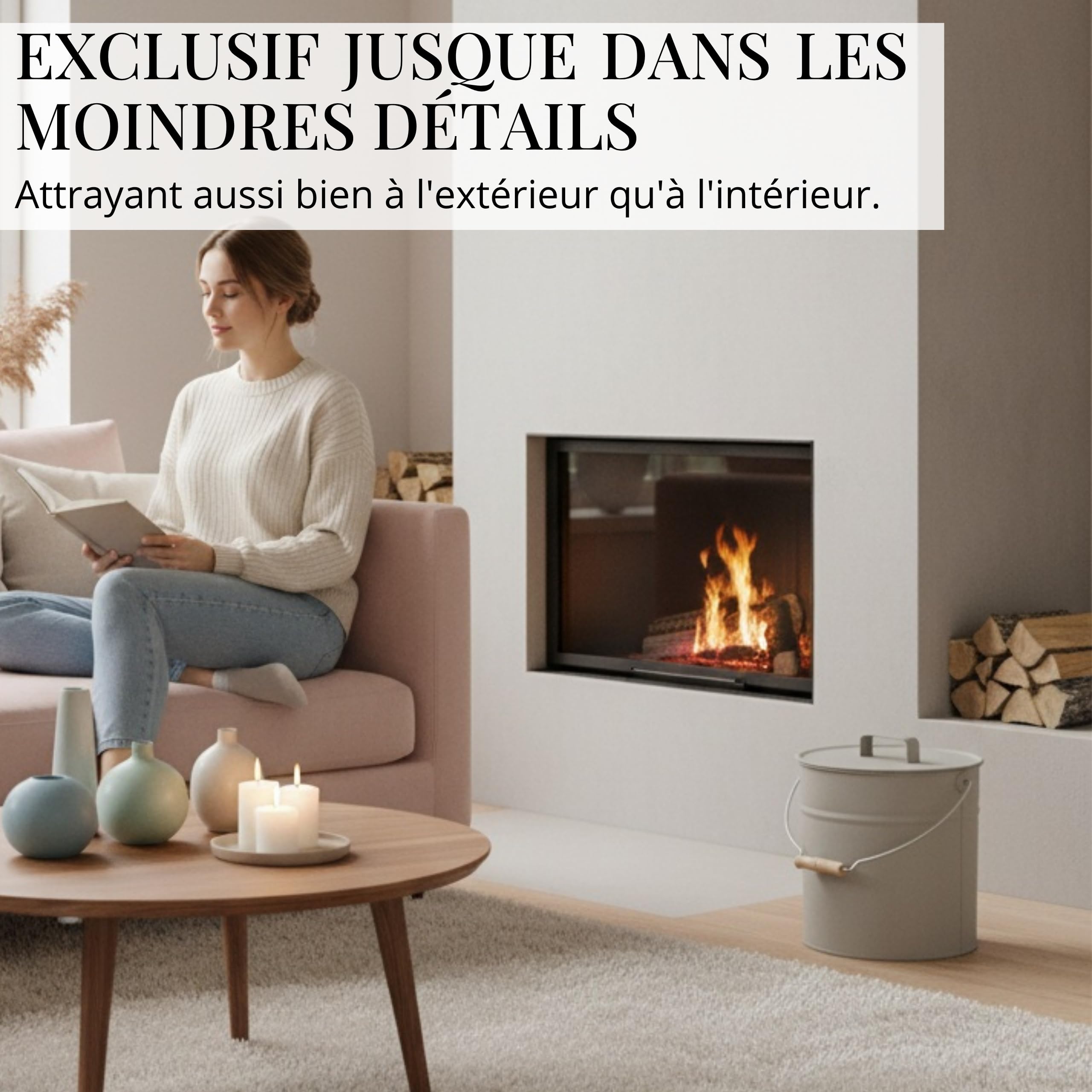 LIVLIG Seau avec couvercle de 10 l, seau en zinc, seau à cendres avec couvercle, seau en métal, accessoires pour cheminée, seau de 10 l, seau en tôle avec couvercle, seau à cendres, seau multifonction