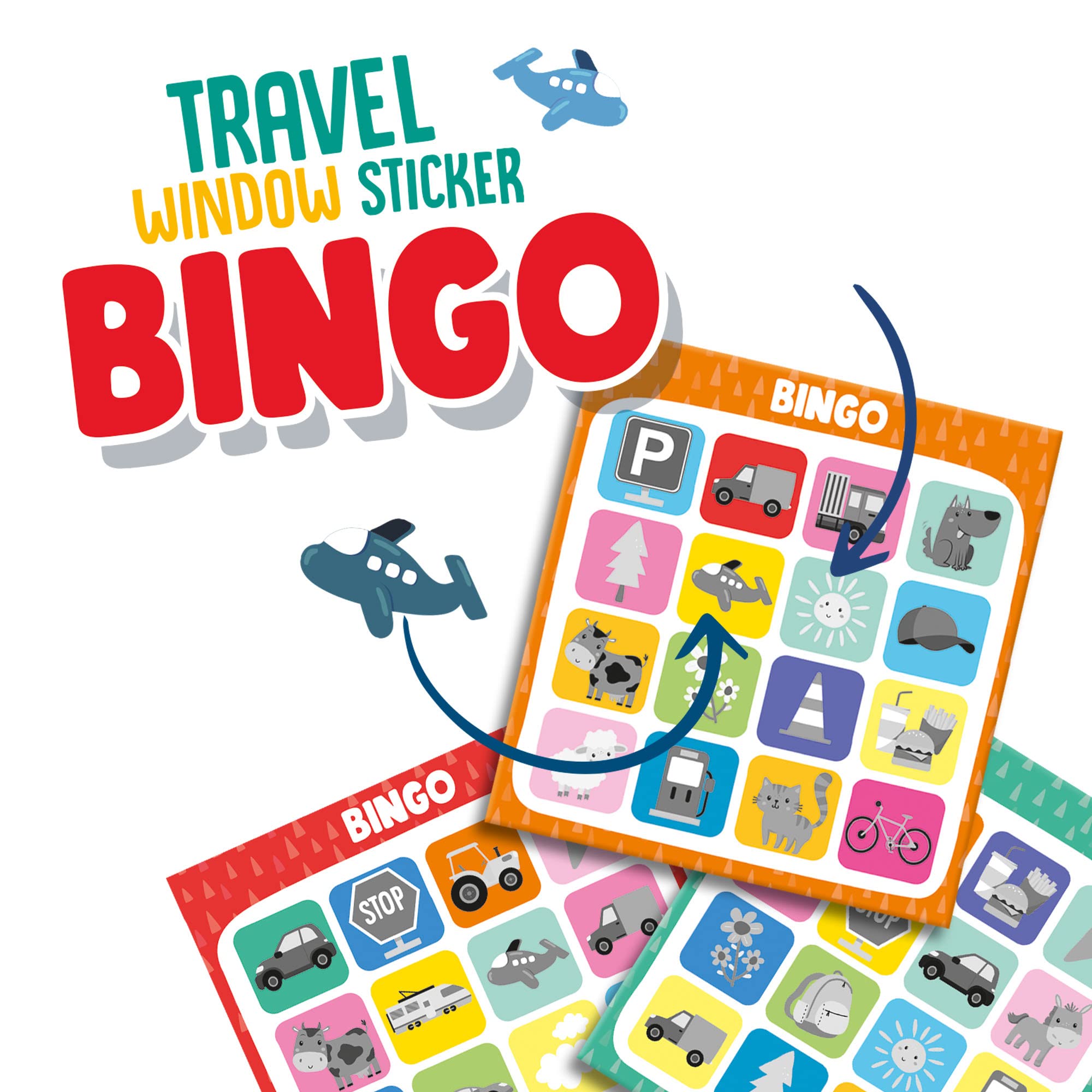 SES Creative 02238 – podróżne naklejki na okno, 6 różnych kart bingo; 64 naklejki na okno, sprawiają, że podróż samochodem i pociągiem staje się ekscytującą zabawą