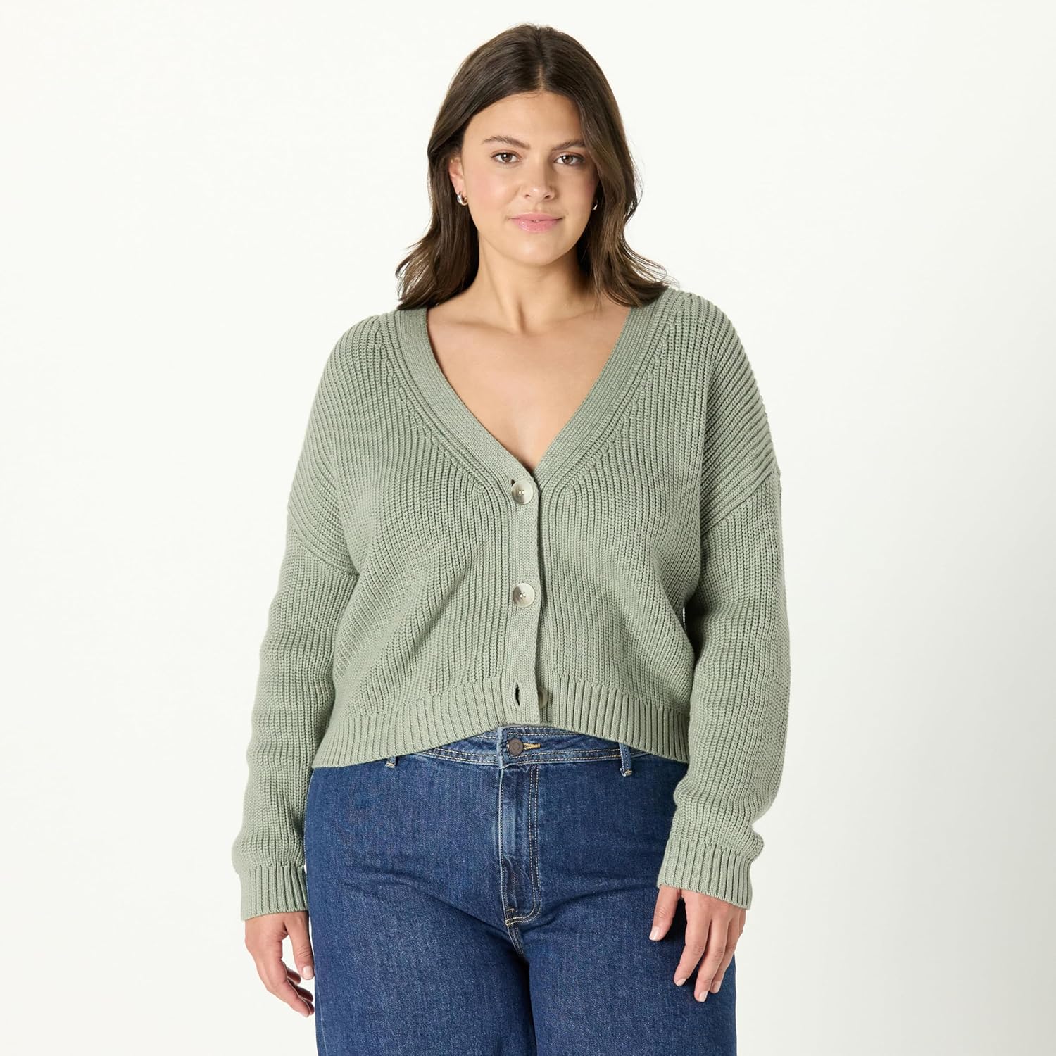 The Drop Womens Sari Cropped Button-Front Cardigan