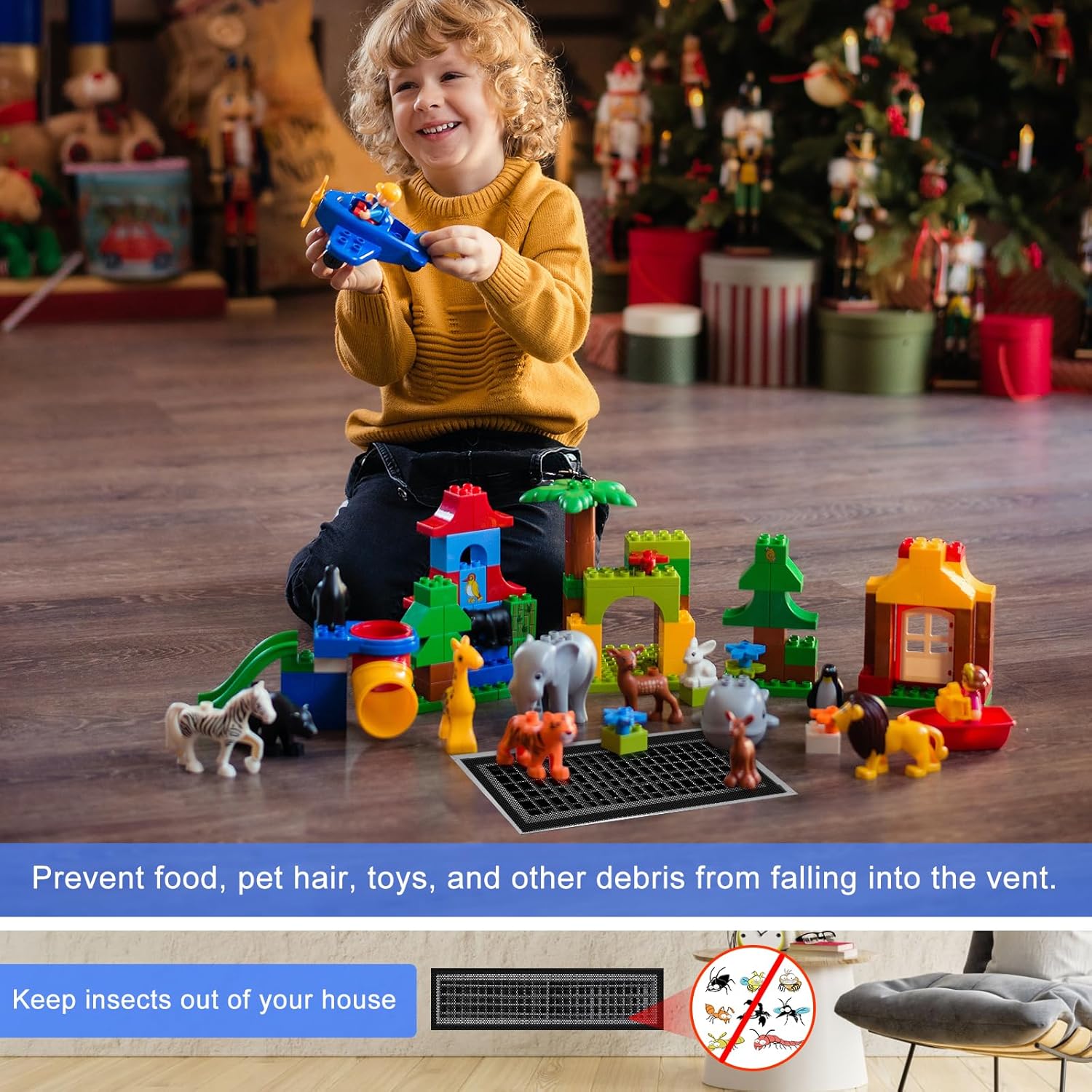 3Pack 400x300mm DIY Floor Vent Covers, PVC Magnetic Vent Covers Air Vent Screen Mesh AC Vent Mesh Cover Register Screen Cover for Floor Wall Ceiling Catch Debris Hair Insect