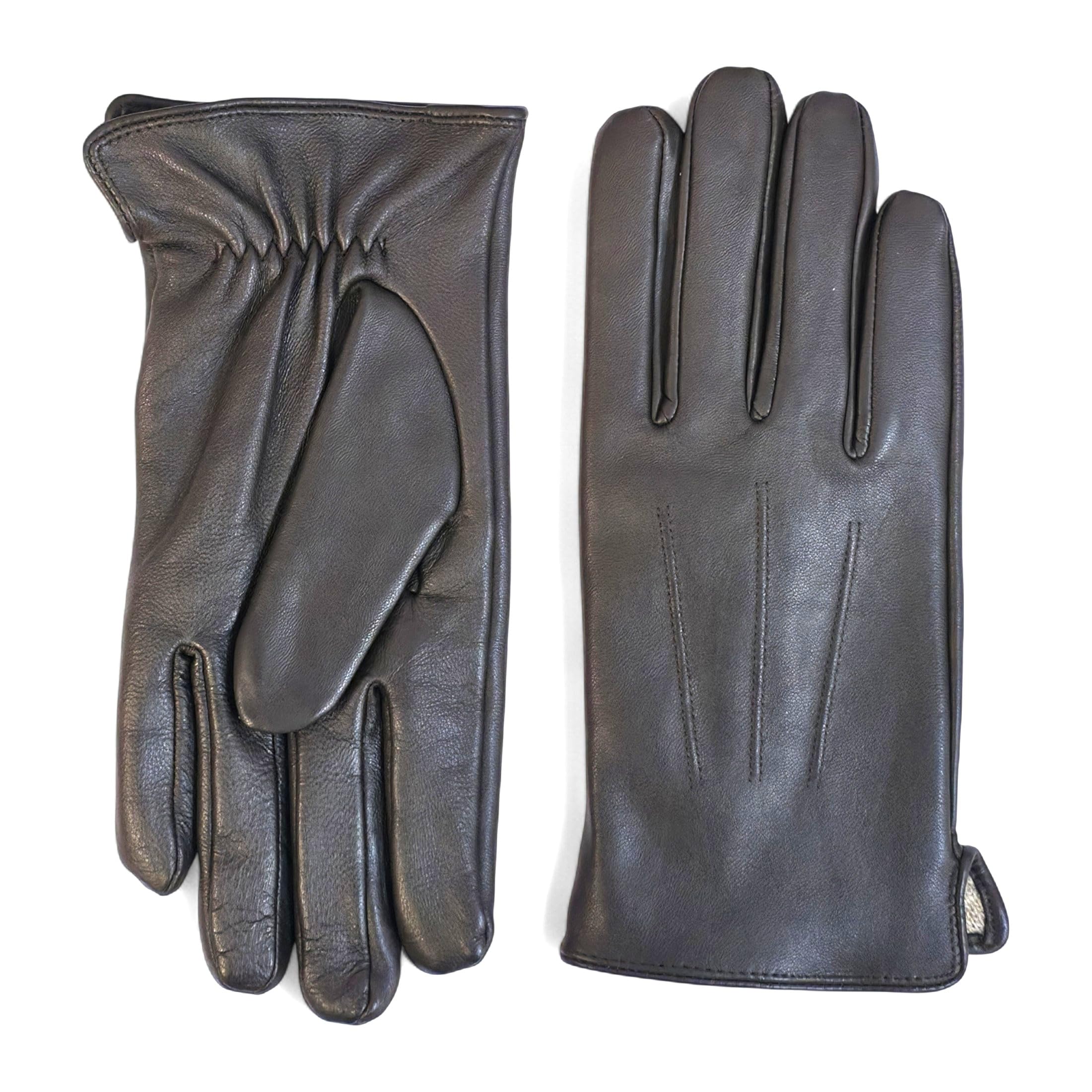 Infinity Leather Guantes de Conducción de Cuero Italiano Hombre: Piel Auténtica Suave, Forro de Lana Calido, Compatibles con Pantallas Táctiles