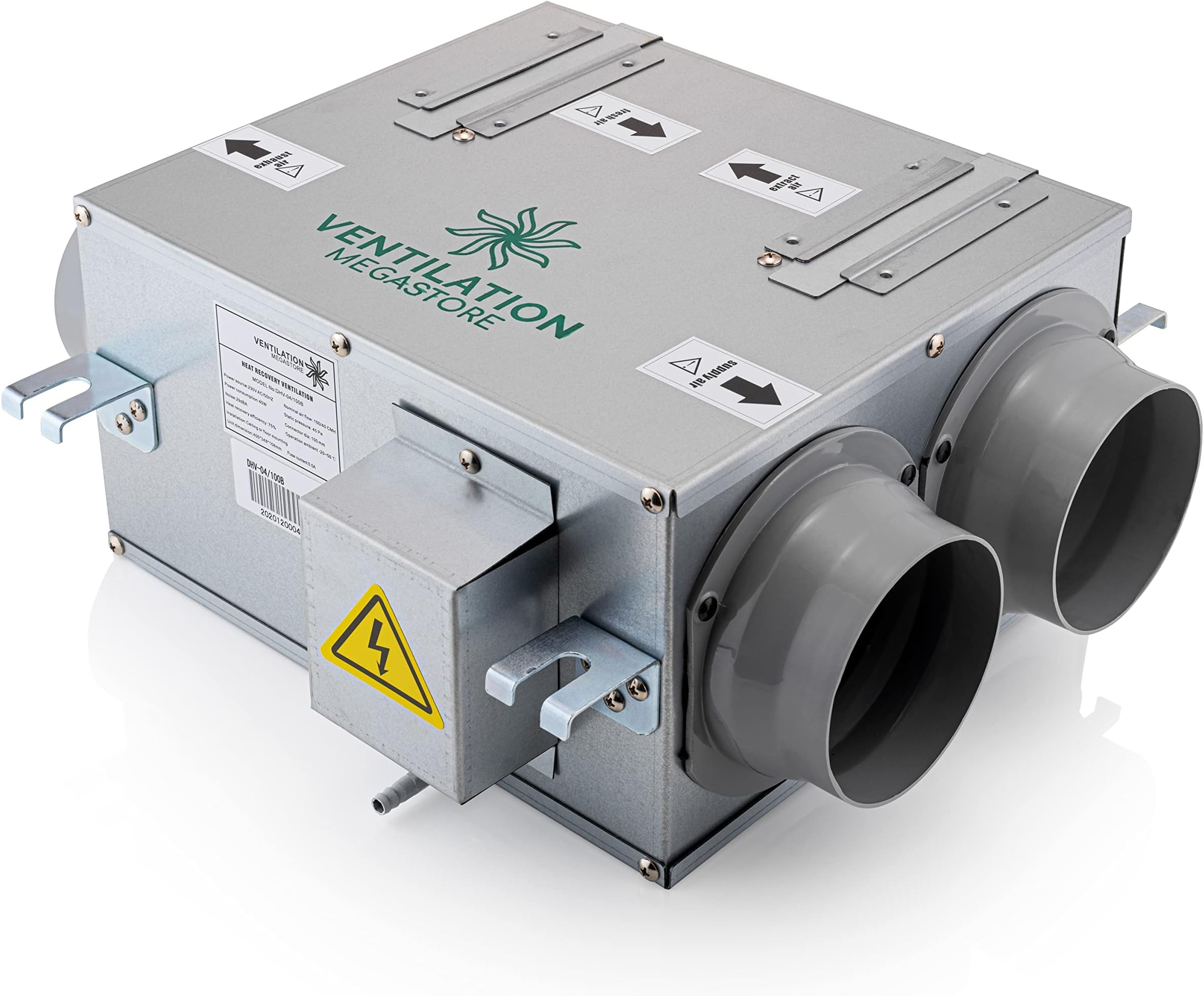 Ventilation Megastore | DHV-04/100B | MVHR Mechanical Ventilation | HRVU Heat Recovery | Heat Exchanger | Low Energy Consumption | Reduced Humidity & Condensation | Designed for Smaller Spaces