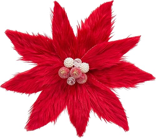 Miniatura 6 de Briful 4 piezas de flores de Pascua artificiales de Navidad de 11.8 pulgadas, flores falsas de felpa grandes en aerosol para árbol de Navidad,