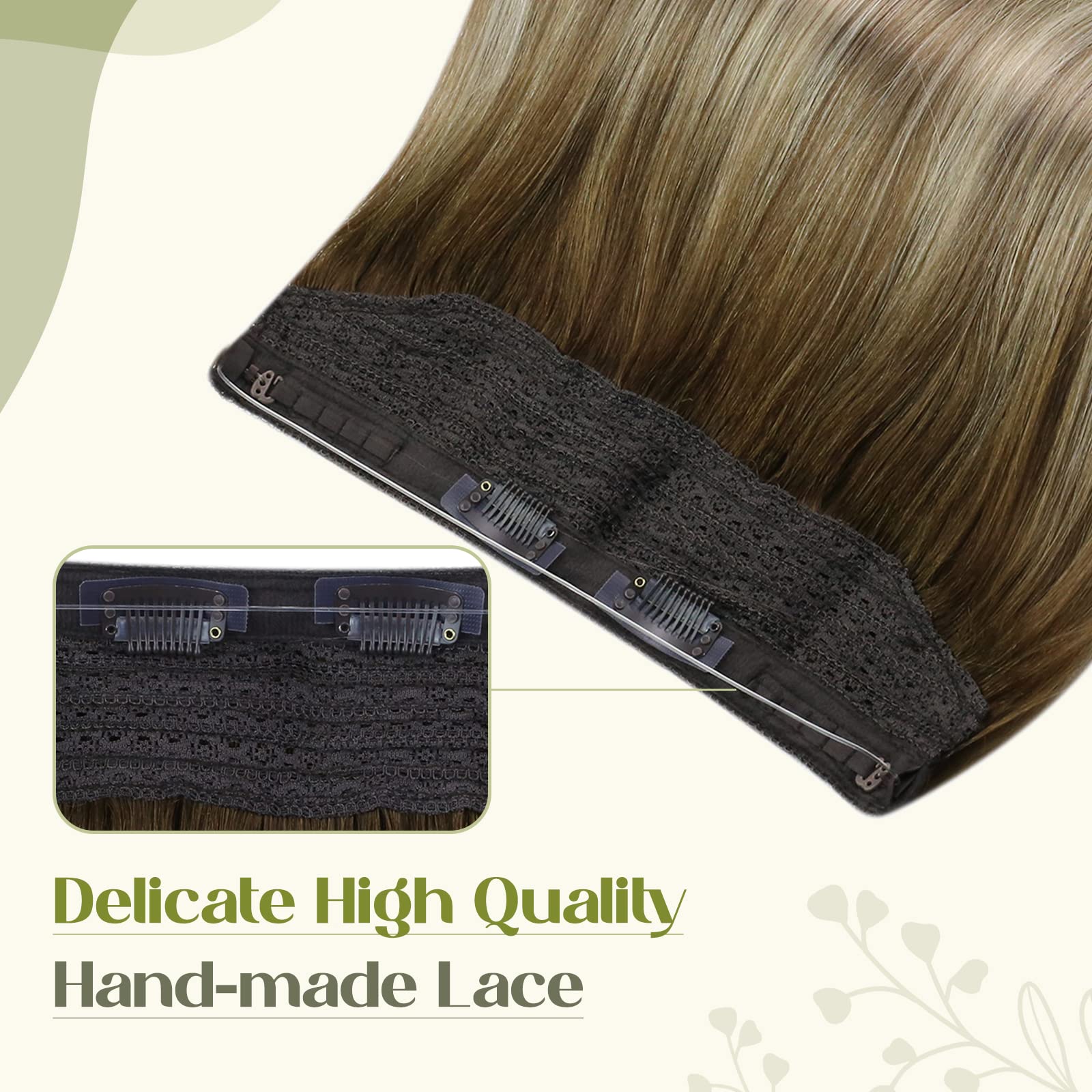 Fshine Extension Filo Invisibile Hair 30CM 70g Extension Capelli Filo Extension Balayage Colore 3 Castano Scuro Con 8 Castano Medio e 22 Bionda Media Hair Extension Lisci Capelli Brasiliani