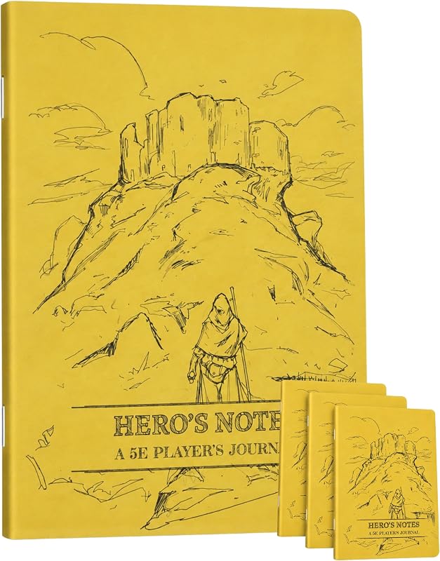 Players Journals Detailed RPG Character Notebook: Yellow, for Dungeons and Dragons Fifth Edition Roleplaying Campaign Notebook - 3 Pack 5.63x8.27 Inch | Character Development Journal, Spell Log, Inventory Tracker and Quest Notebook for DND Style Tabletop Roleplaying Games