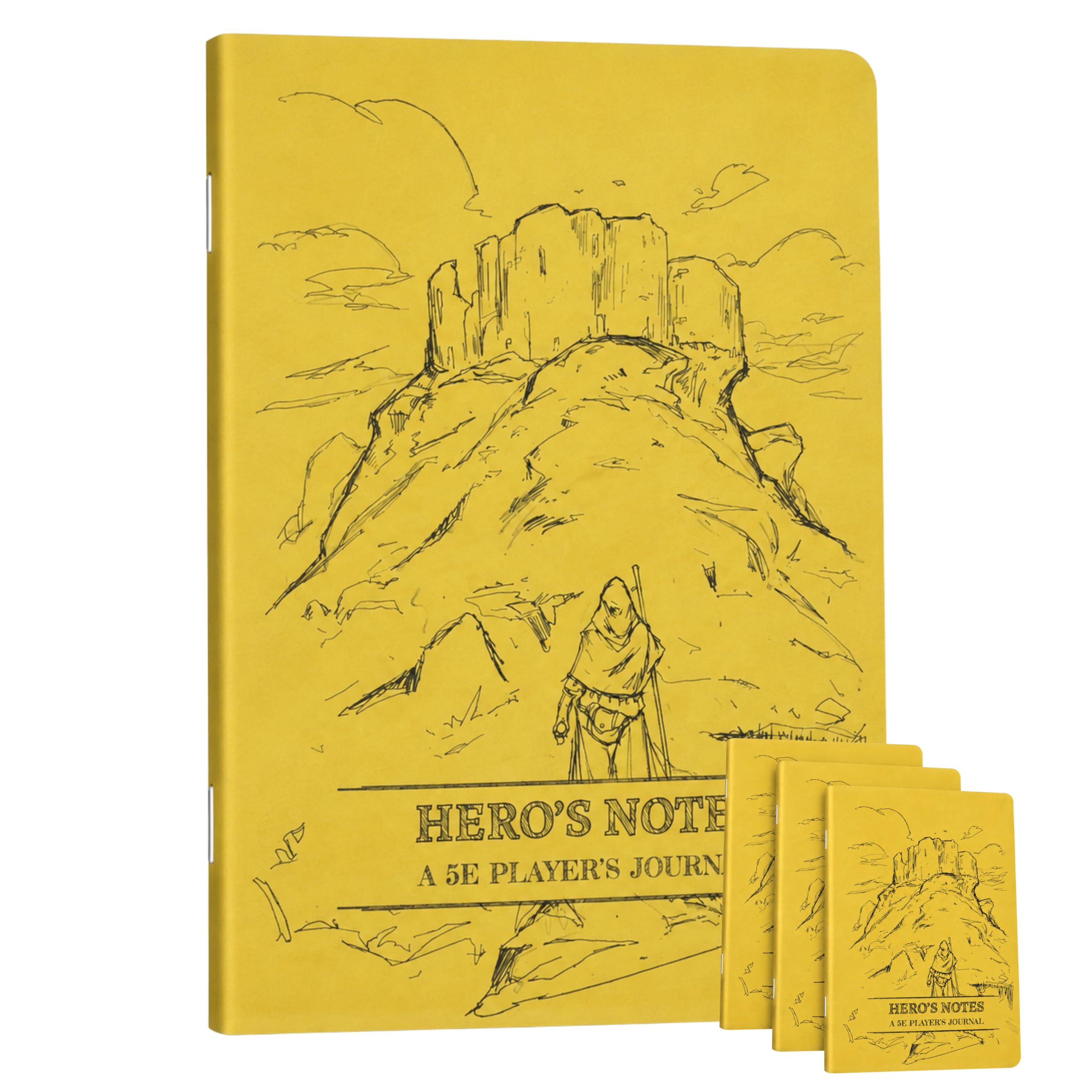 DUNGEON CRAFT Players Journals Detailed RPG Character Notebook: Yellow, for Dungeons and Dragons Fifth Edition Roleplaying Campaign Notebook - 3 Pack 5.63x8.27 Inch