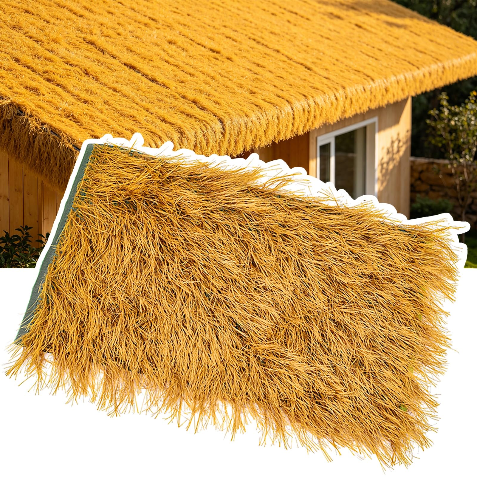 ZzERTE Fake Thatch Roofing Decor For Tiki Hut,Synthetic Thatch Grass Roof,Waterproof Roof Thatch,Waterproof Artificial Thatch Roof,For Patio Pool Beach Décor(1x5m(39.4x197in))