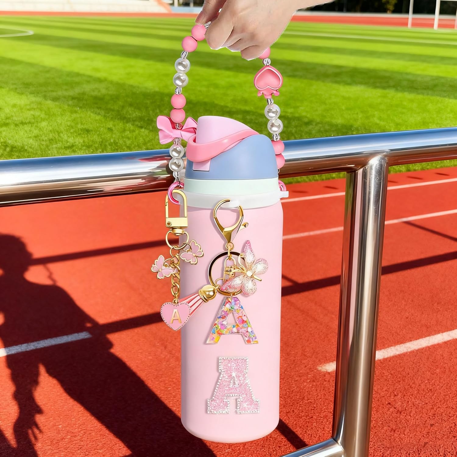 Cute Letter Charm Set for Owala Water Bottle 24oz, 32oz, 40oz, Owala Kids & Coffee Tumbler, FreeSip – Includes Handle Strap, for Owala & Stanley Cup Accessories - Image 3