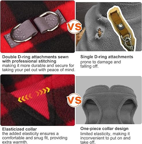 Miniatura 5 de BEAYTYZOO - Chaleco de forro polar para perros pequeños, chaqueta de invierno con anillo en D, con correa para cachorros de razas de tamaño mediano,