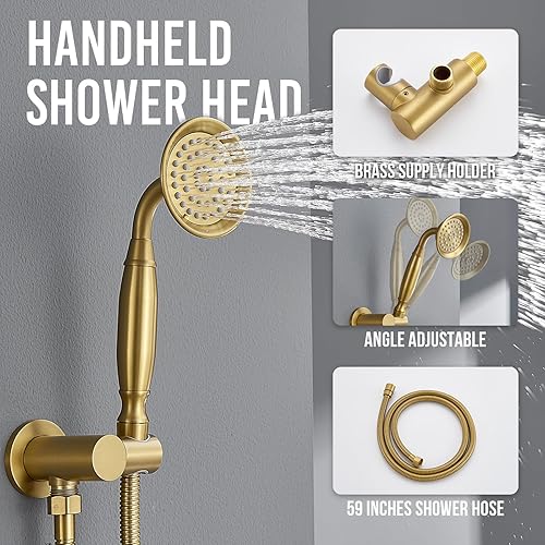 Miniatura 4 de DASAN Juego de grifos de ducha antiguos, sistema completo de ducha de lluvia en la pared con chorros de ducha corporal, accesorios de ducha de oro