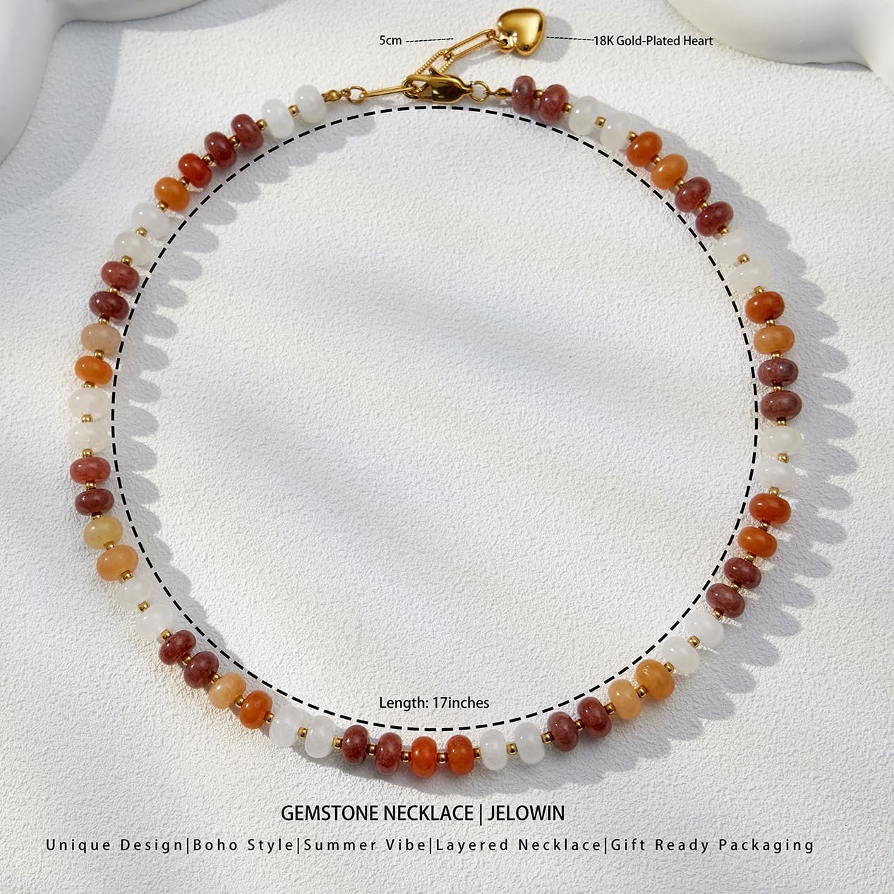 Colorful Beaded Choker Necklace for Women, Handmade Gemstone Necklace with Natural Stone and 18K Gold Plated, Boho Beaded Necklaces for Women Beach Jewelry Gift - Image 4