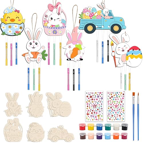 Fangoo 12 Pack Easter Wind Chime Craft Kit Make You