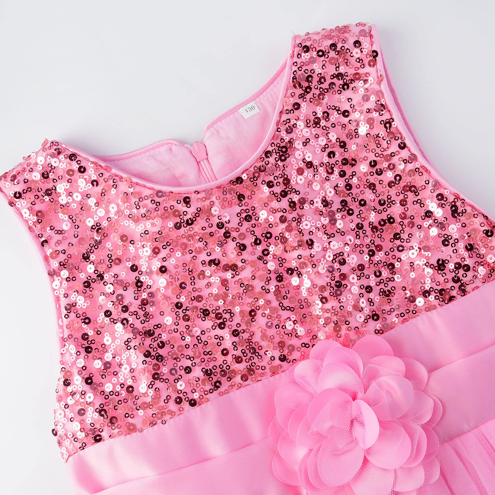 Uhnice Vestito Bambina Damigella Paillettes Tulle Senza Maniche Abito Principessa per Matrimonio Compleanno Cerimonia