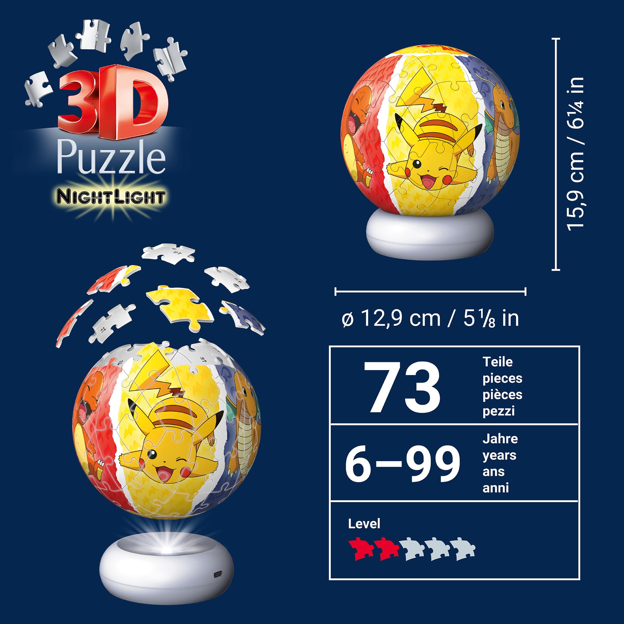 3D Puzzle-Ball Nachtlicht Pokémon: Erleben Sie Puzzeln in der 3. Dimension!