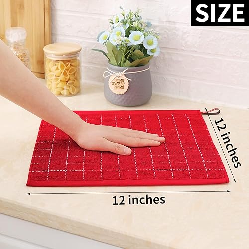 Miniatura 148 de Homaxy Toallas de cocina de rizo 100% algodón (gris oscuro, 13 x 28 pulgadas), diseño a cuadros, suaves y súper absorbentes, paquete de 6