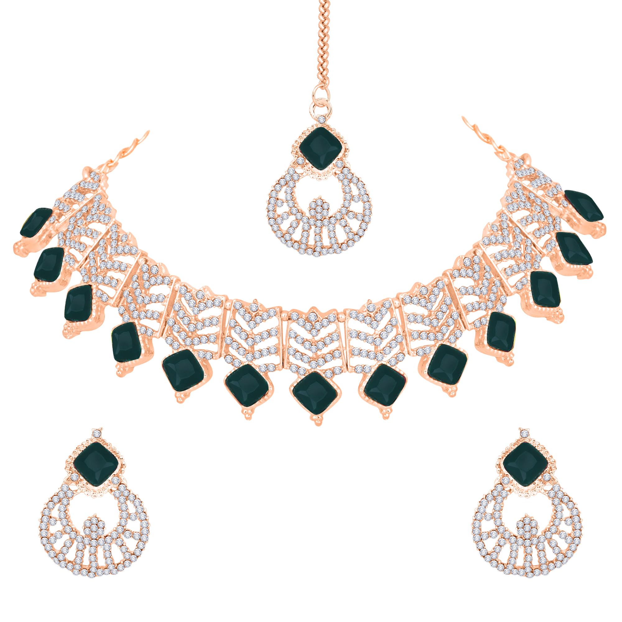 Atasi International Rose Gold Plated Purple Kundan Crystals AD Diamond Necklace Jewellery Set for Women, Girls for Wedding, Festive, Party, Ocassion Wear (DPU5866) (B0CTCCYDWG) Amazon Price History, Amazon Price Tracker